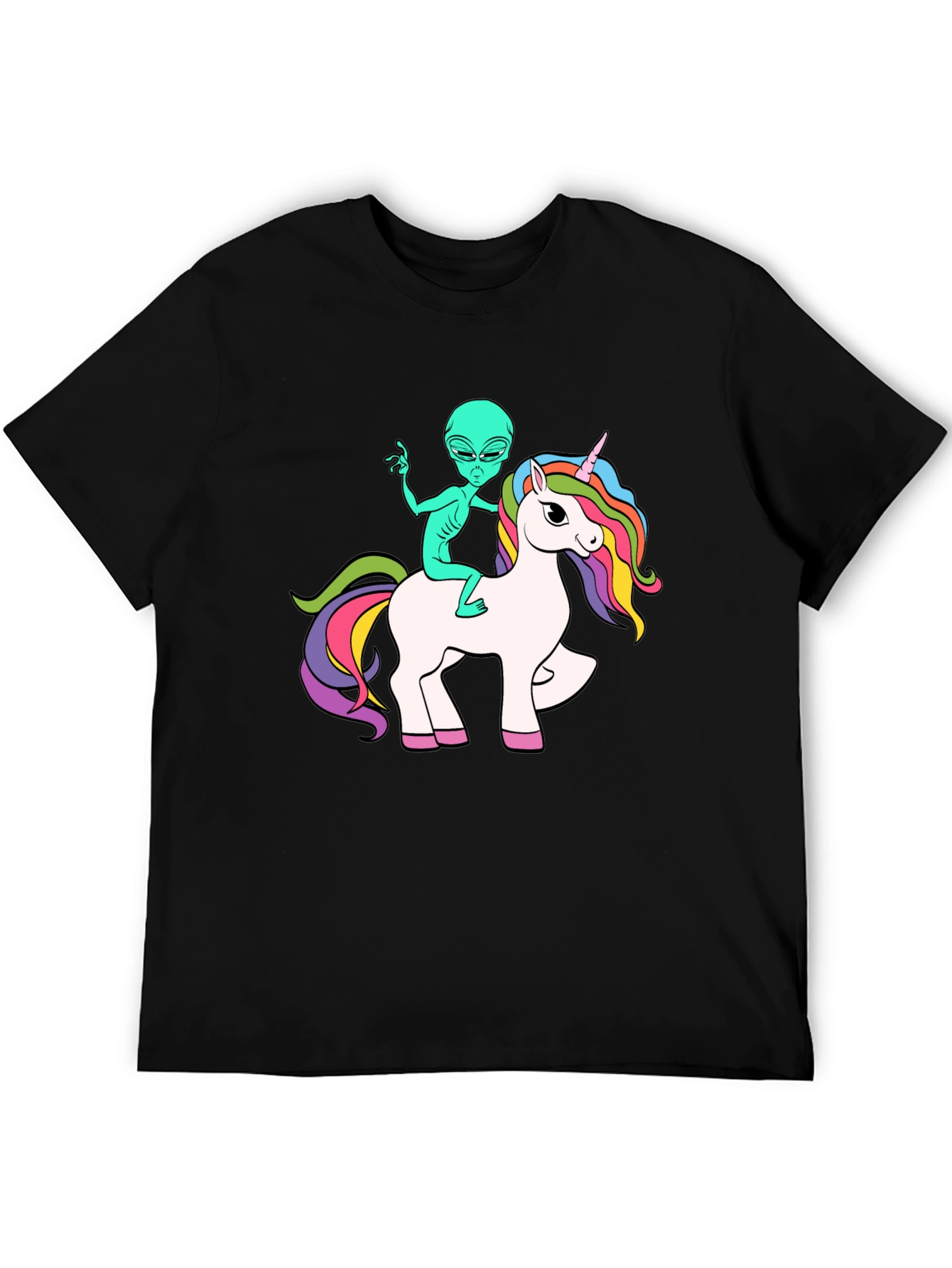 Alien Riding Unicorn Graphic T-Shirt