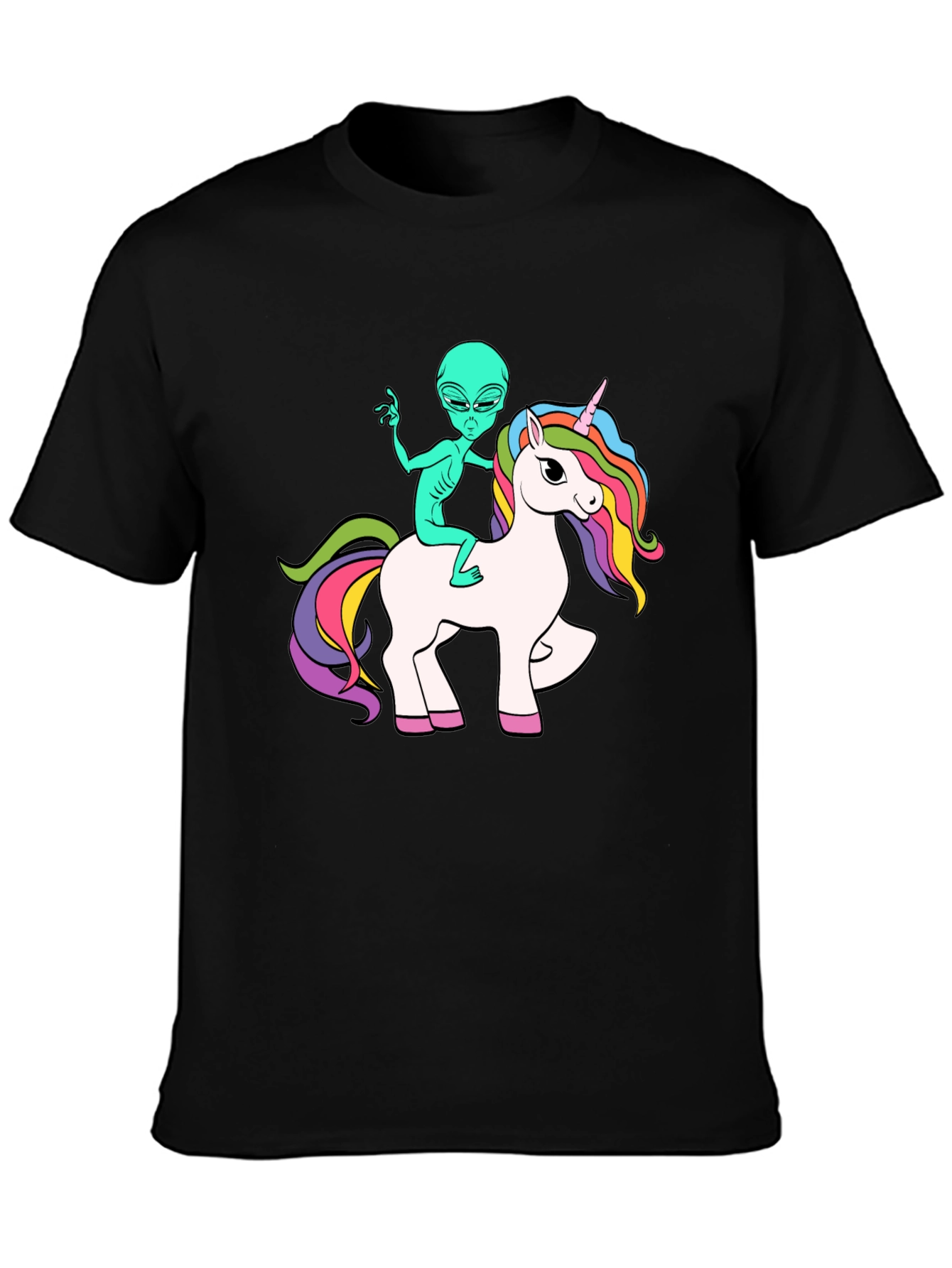 Alien Riding Unicorn Graphic T-Shirt