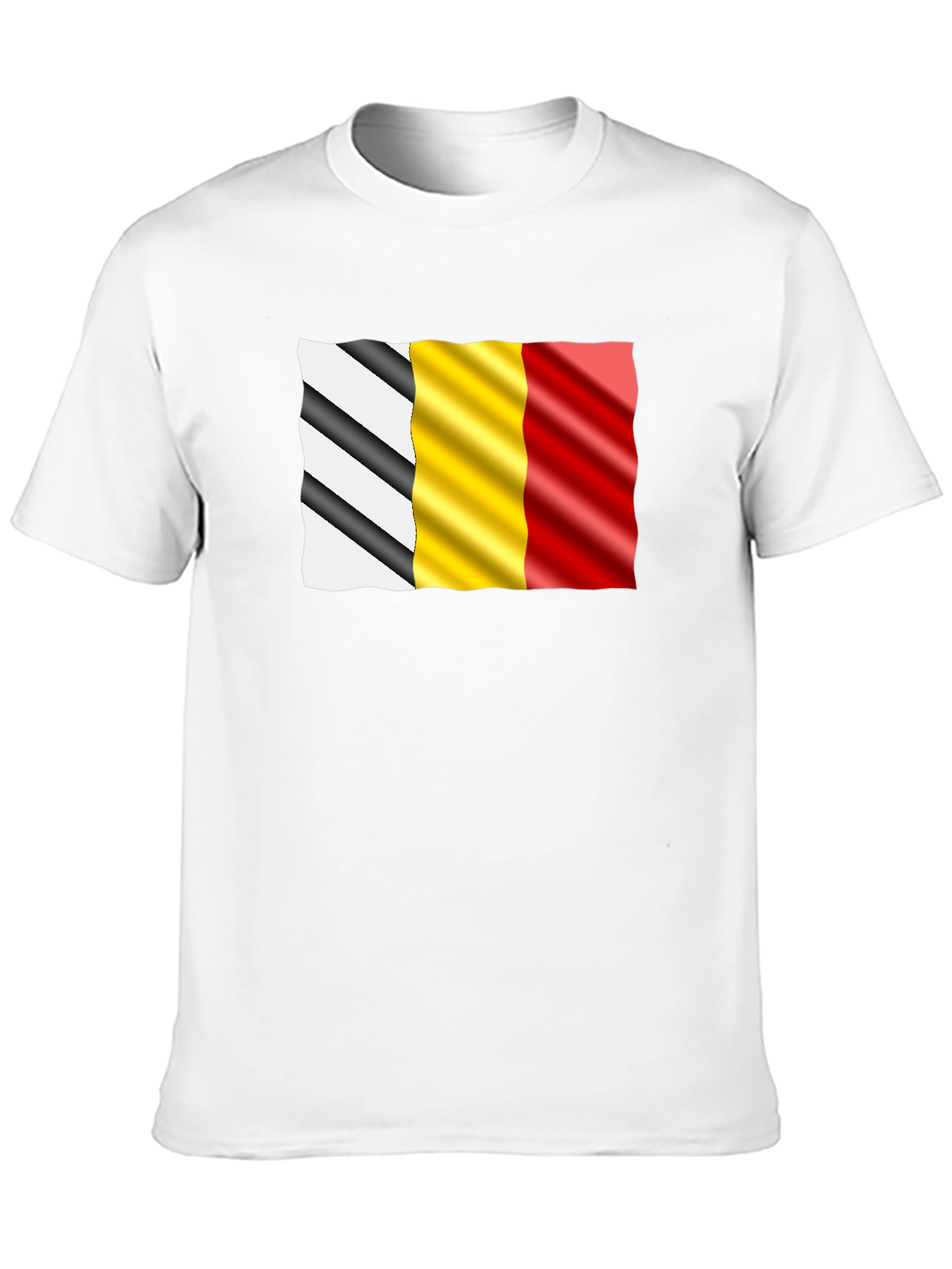 Wavy Belgium Flag Graphic Tee - Black Cotton T-Shirt
