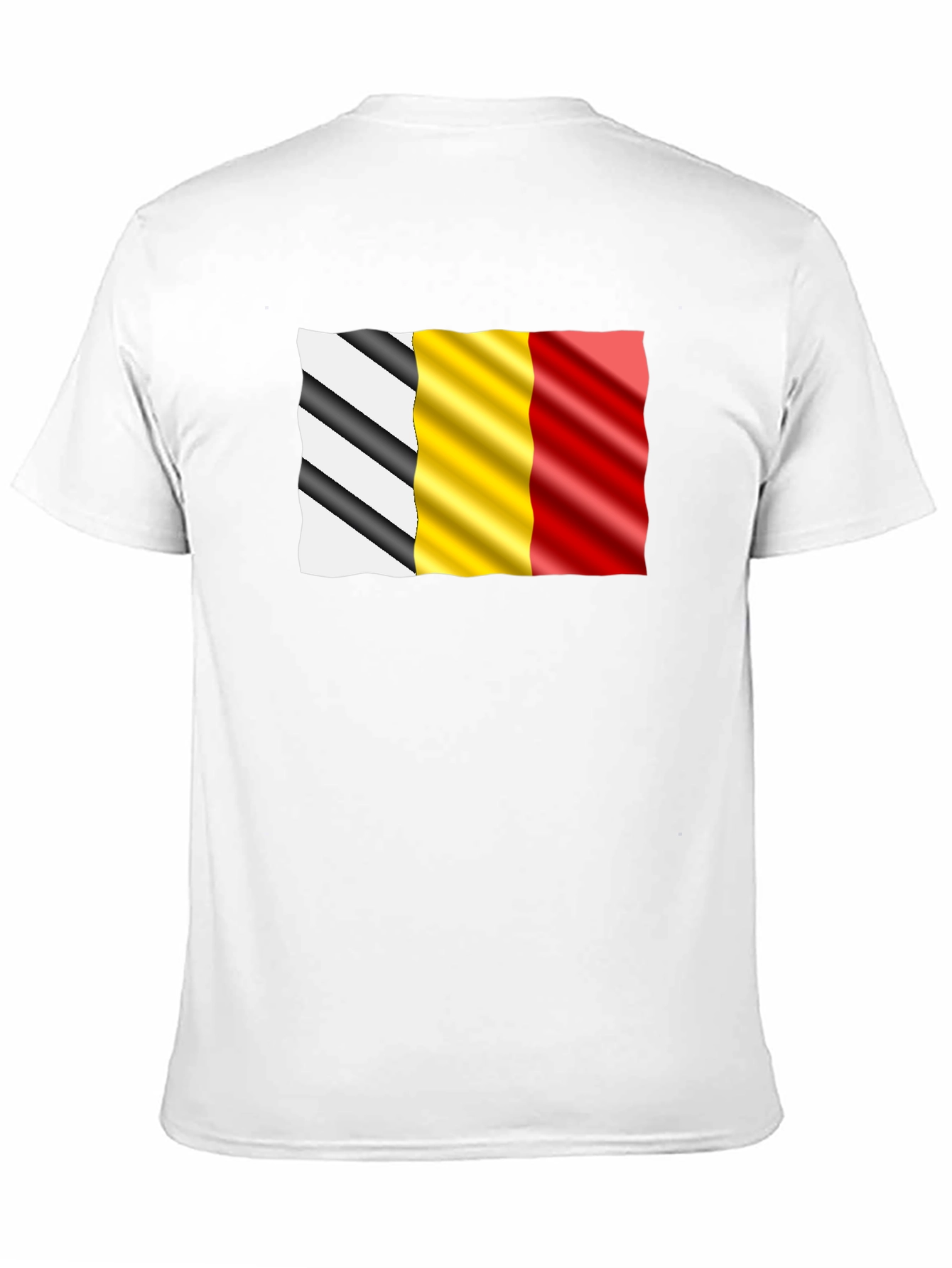 Wavy Belgium Flag Graphic Tee - Black Cotton T-Shirt