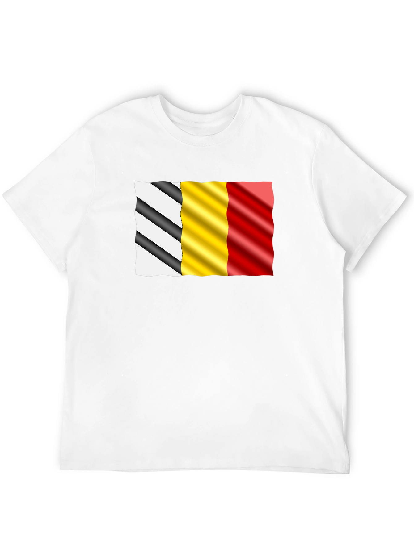 Wavy Belgium Flag Graphic Tee - Black Cotton T-Shirt