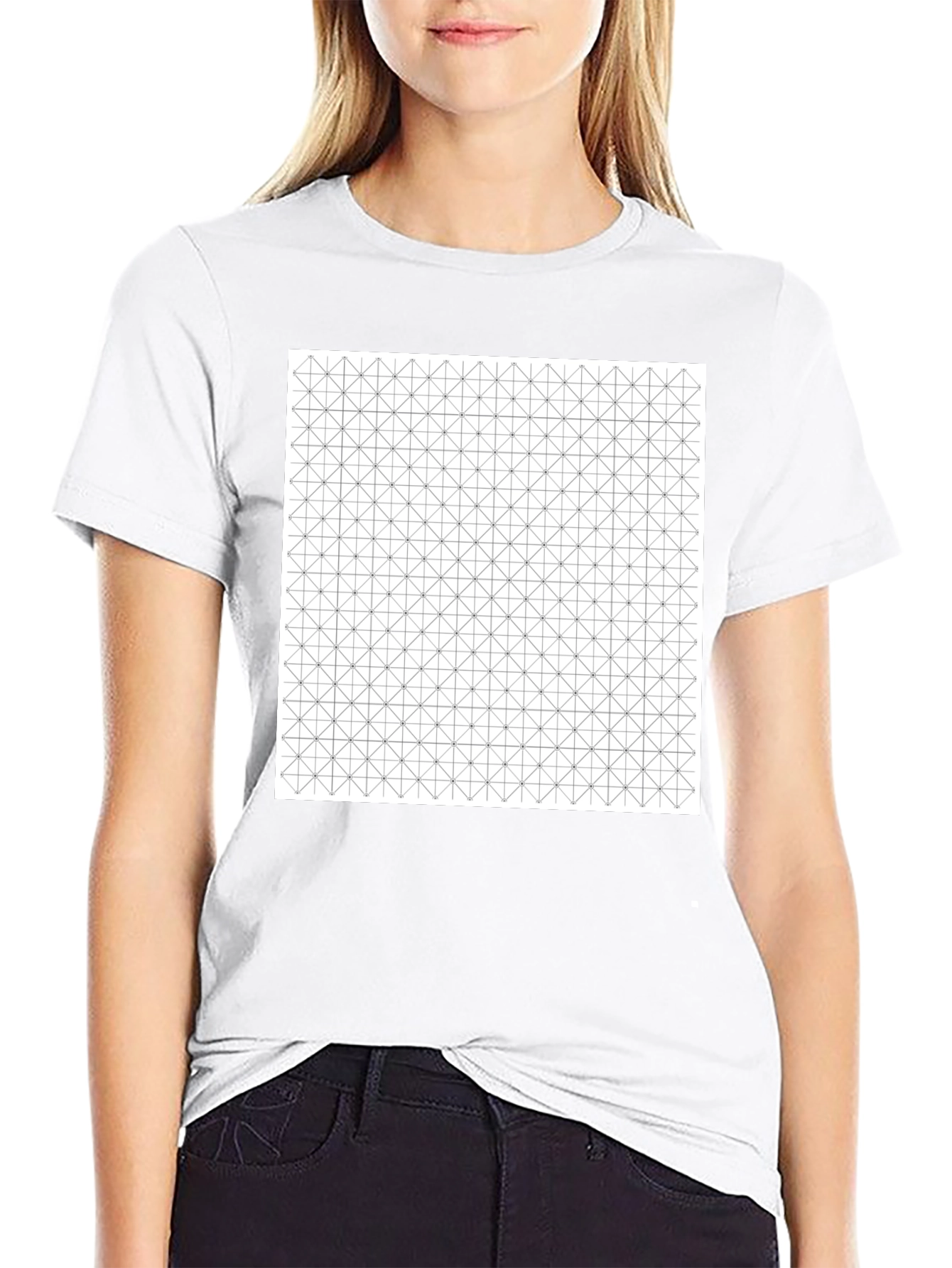 Geometric Pattern Black Tee