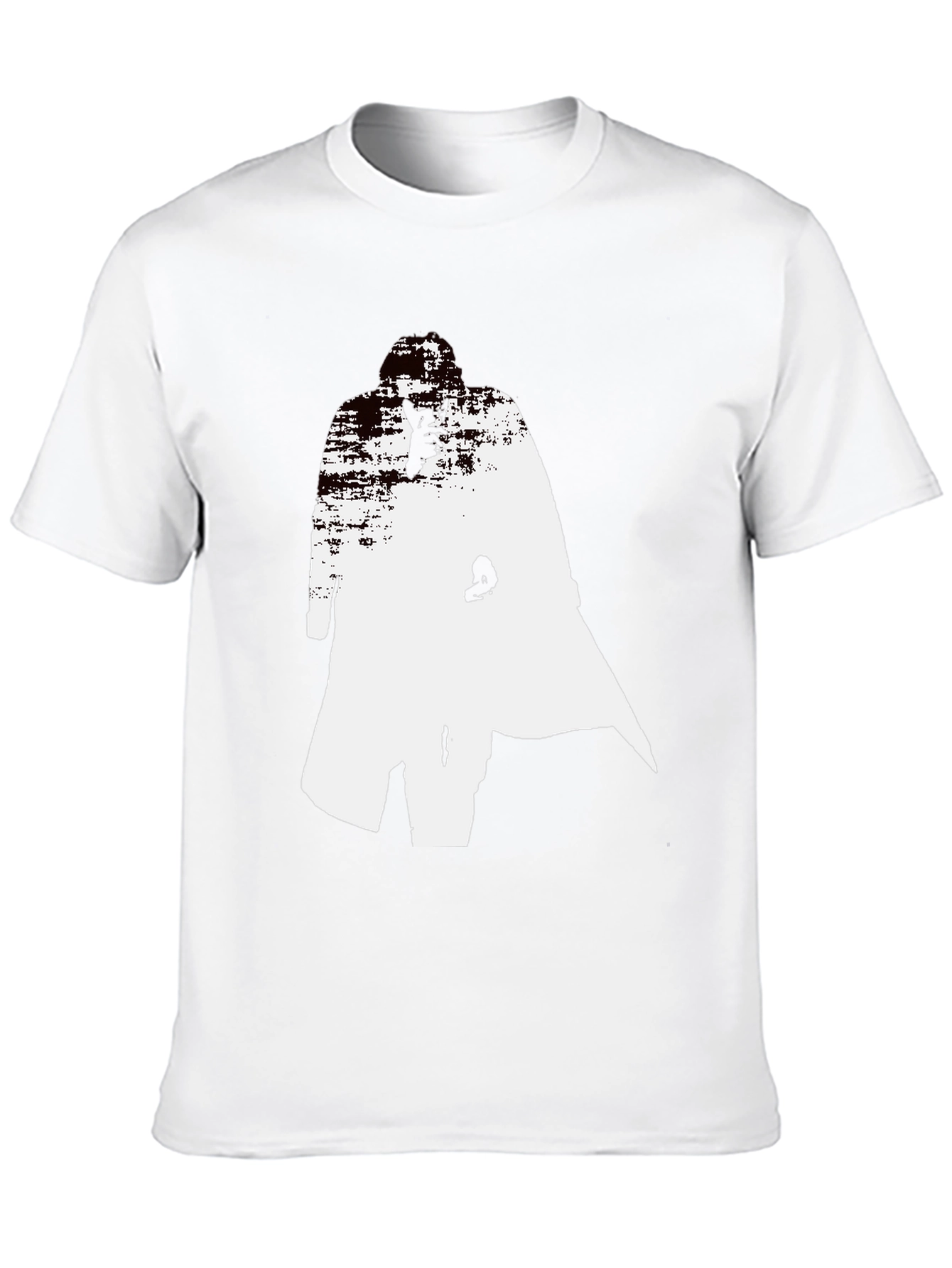 Abstract Trench Coat Graphic Tee - Stylish Black T-Shirt