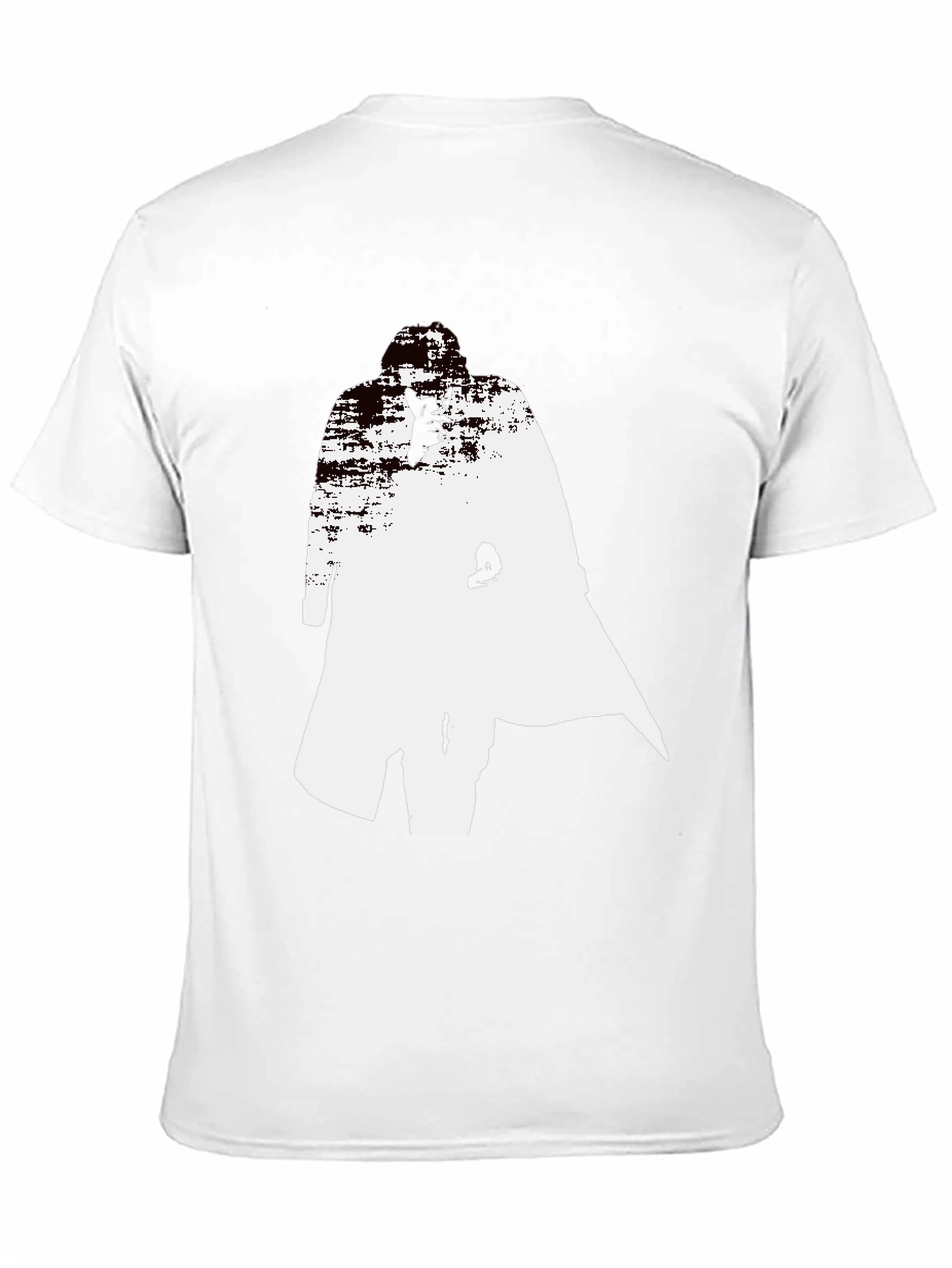 Abstract Trench Coat Graphic Tee - Stylish Black T-Shirt