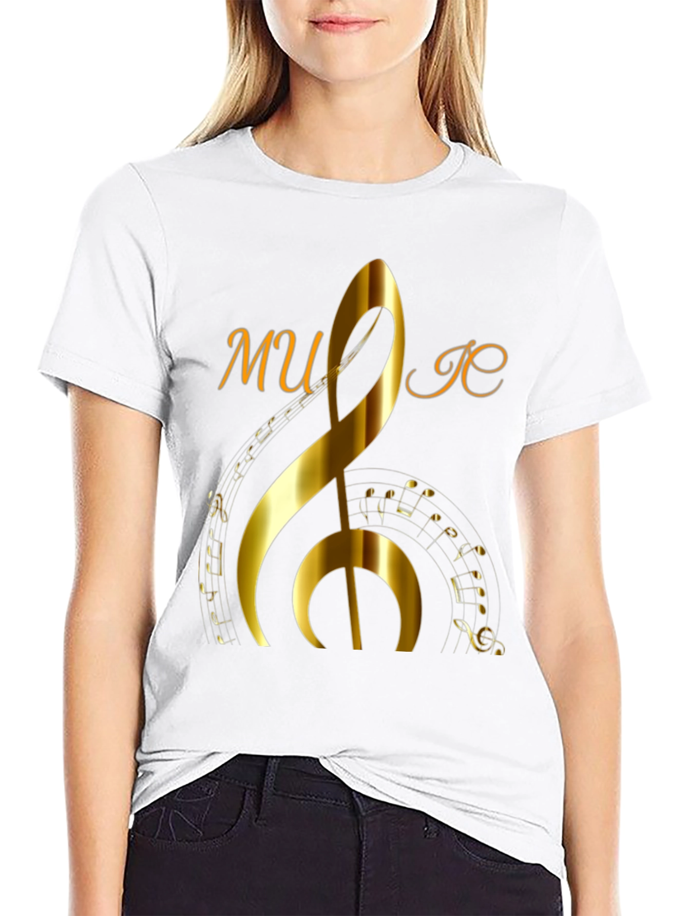 Music Note Graphic Print T-Shirt