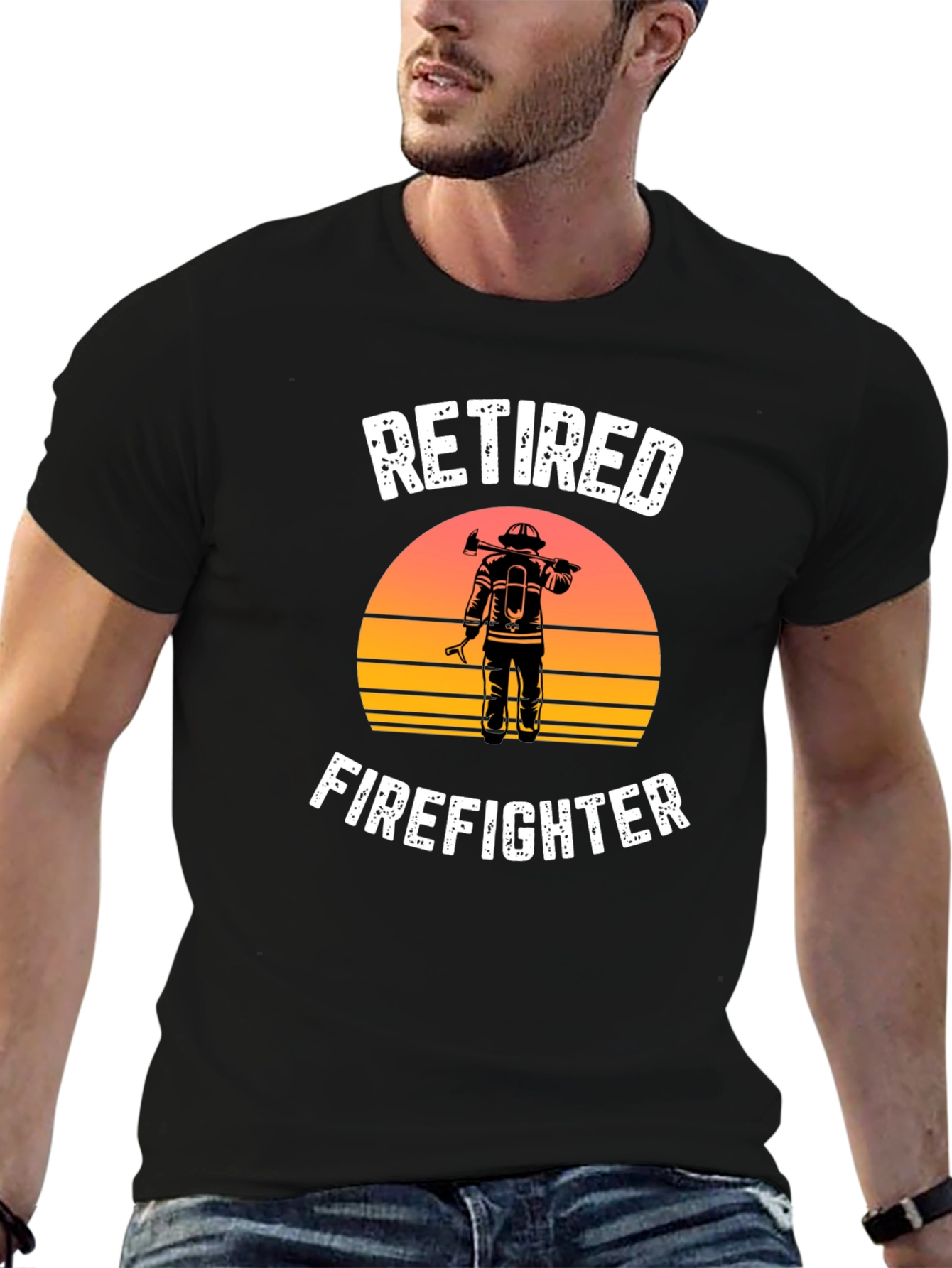 Retired Firefighter Graphic T-Shirt - Black
