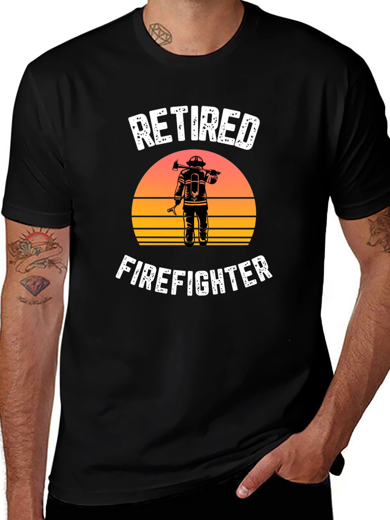 Retired Firefighter Graphic T-Shirt - Black