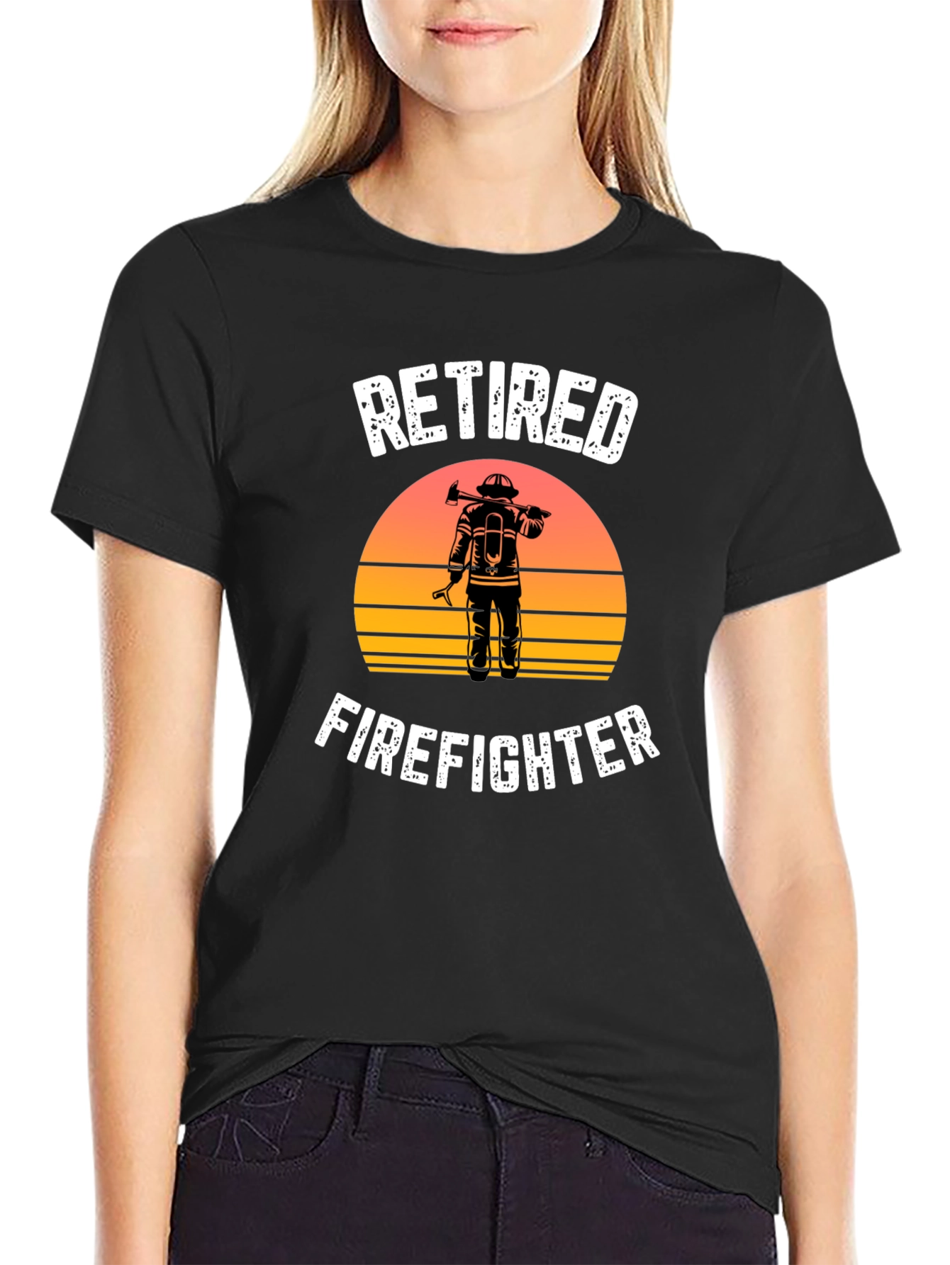 Retired Firefighter Graphic T-Shirt - Black