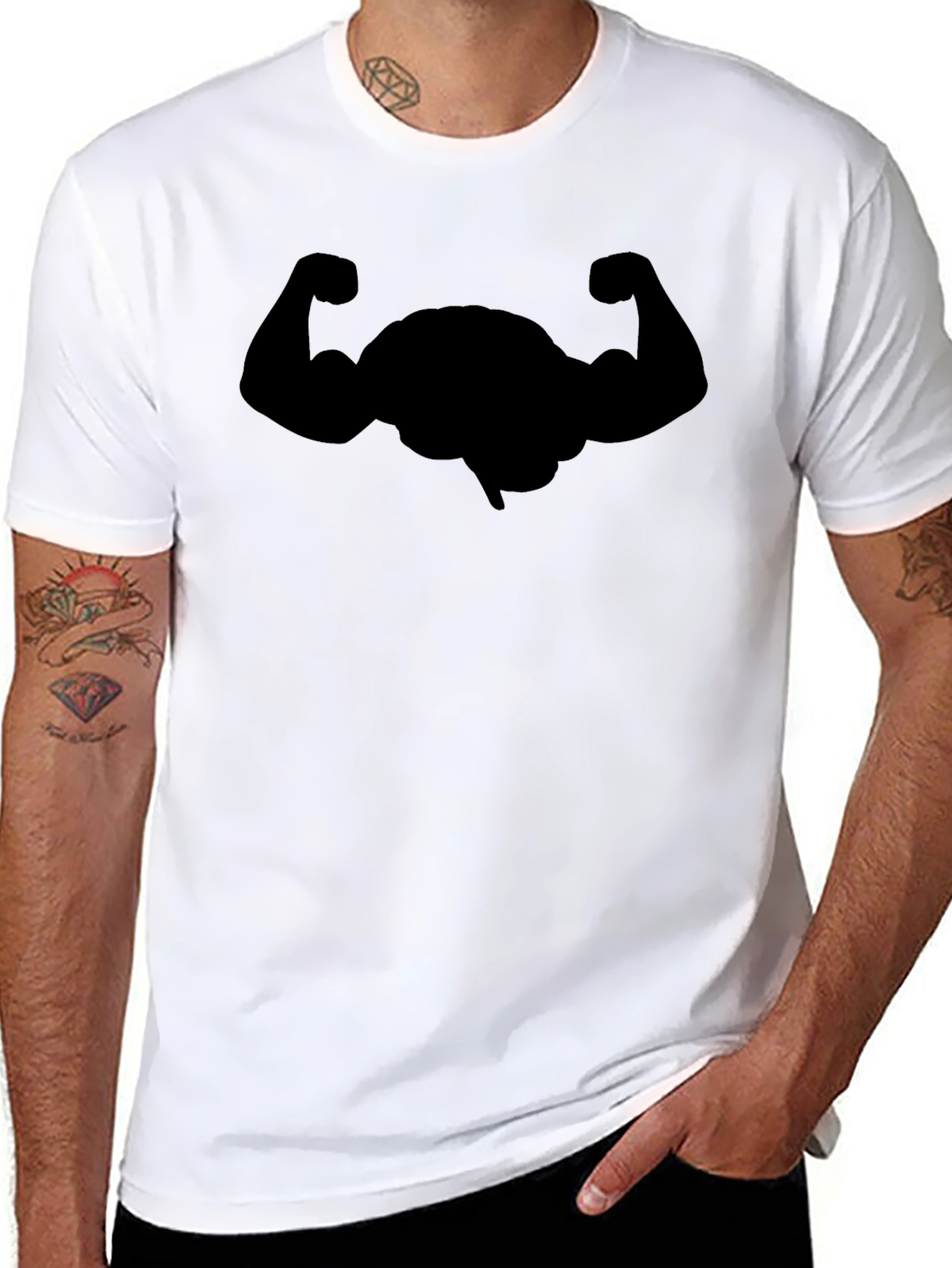 Funny Brain Bodybuilding Black T-Shirt
