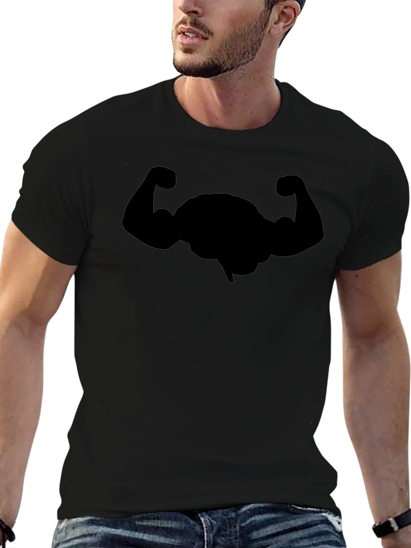 Funny Brain Bodybuilding Black T-Shirt