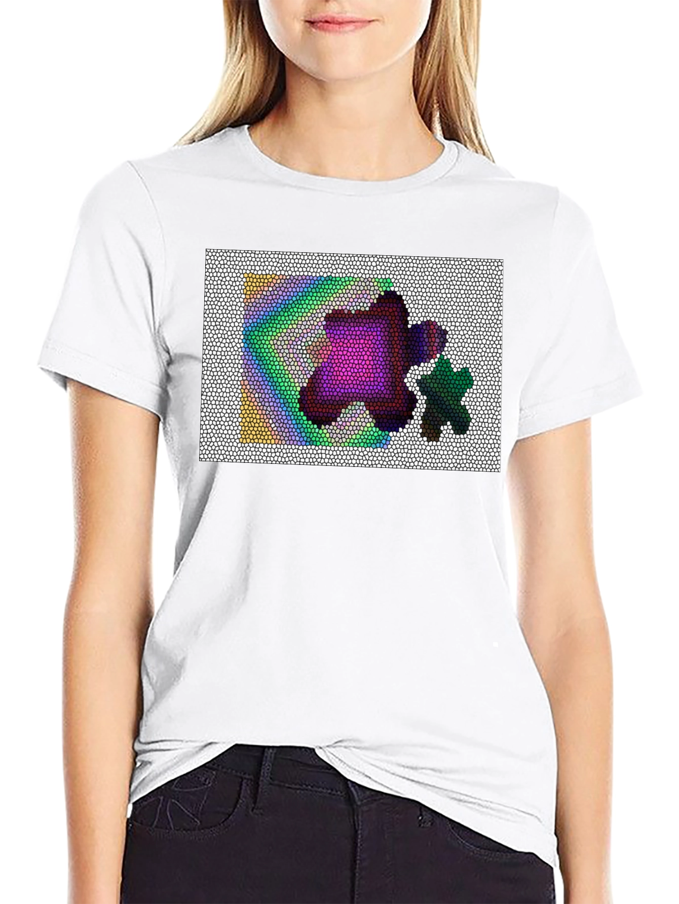 Abstract Mosaic Graphic Black Tee