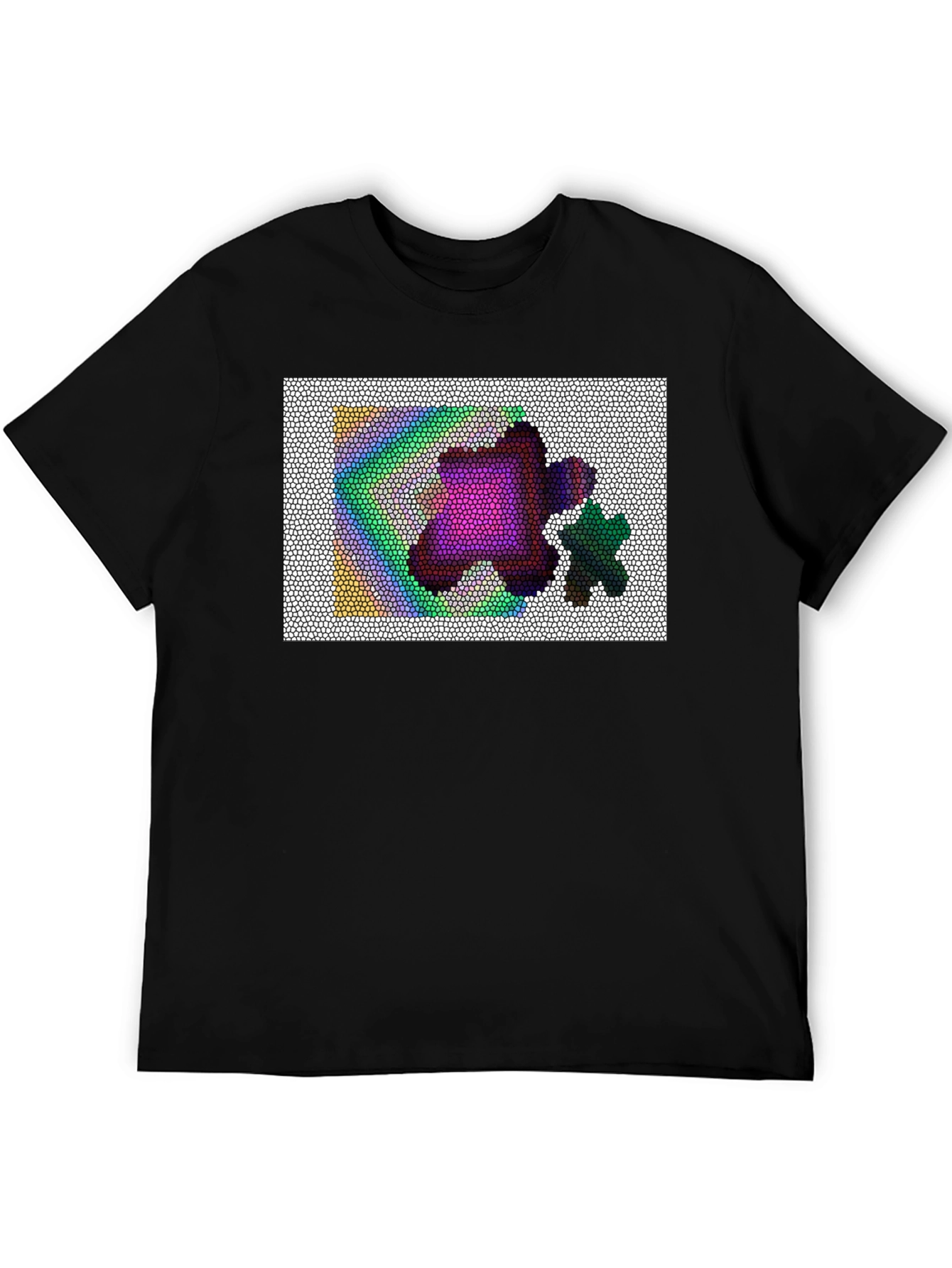 Abstract Mosaic Graphic Black Tee