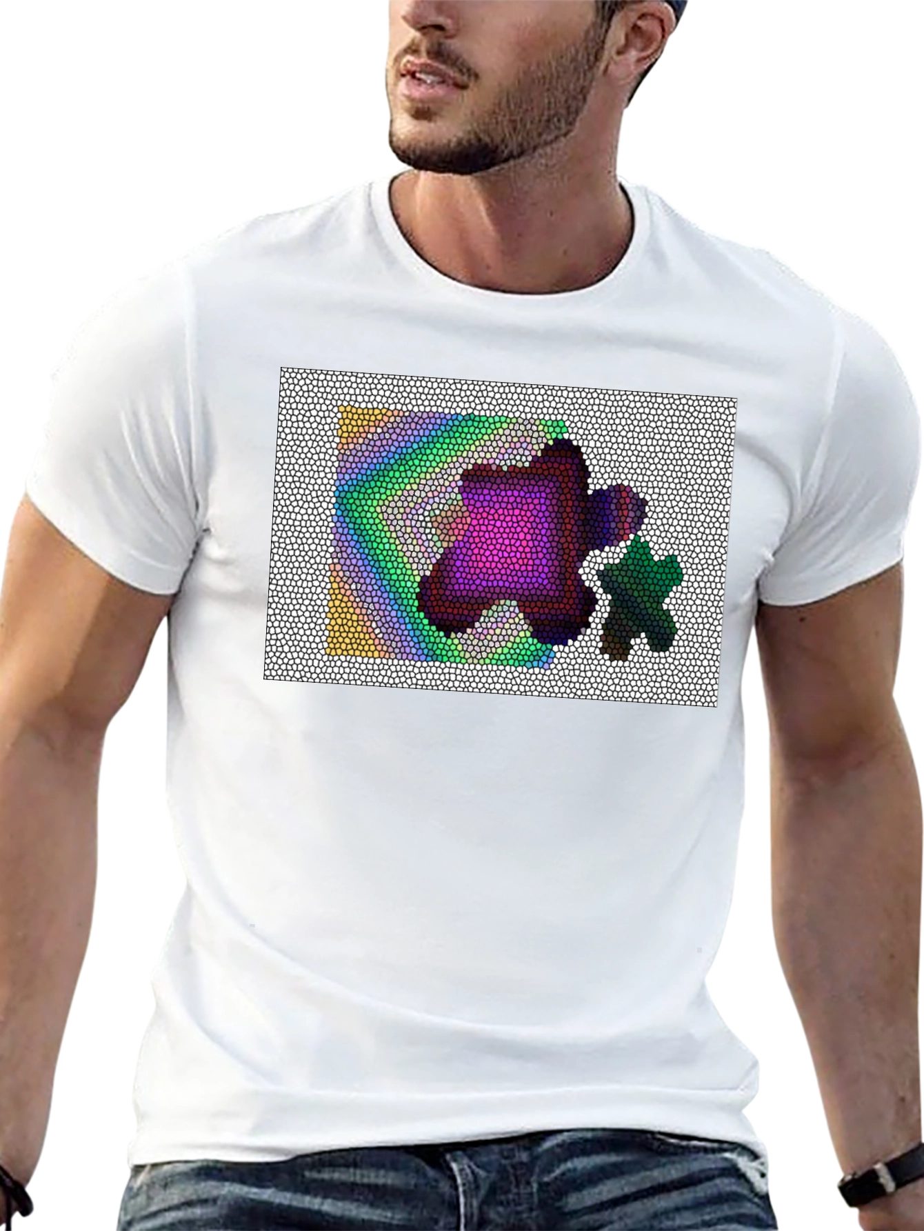 Abstract Mosaic Graphic Black Tee