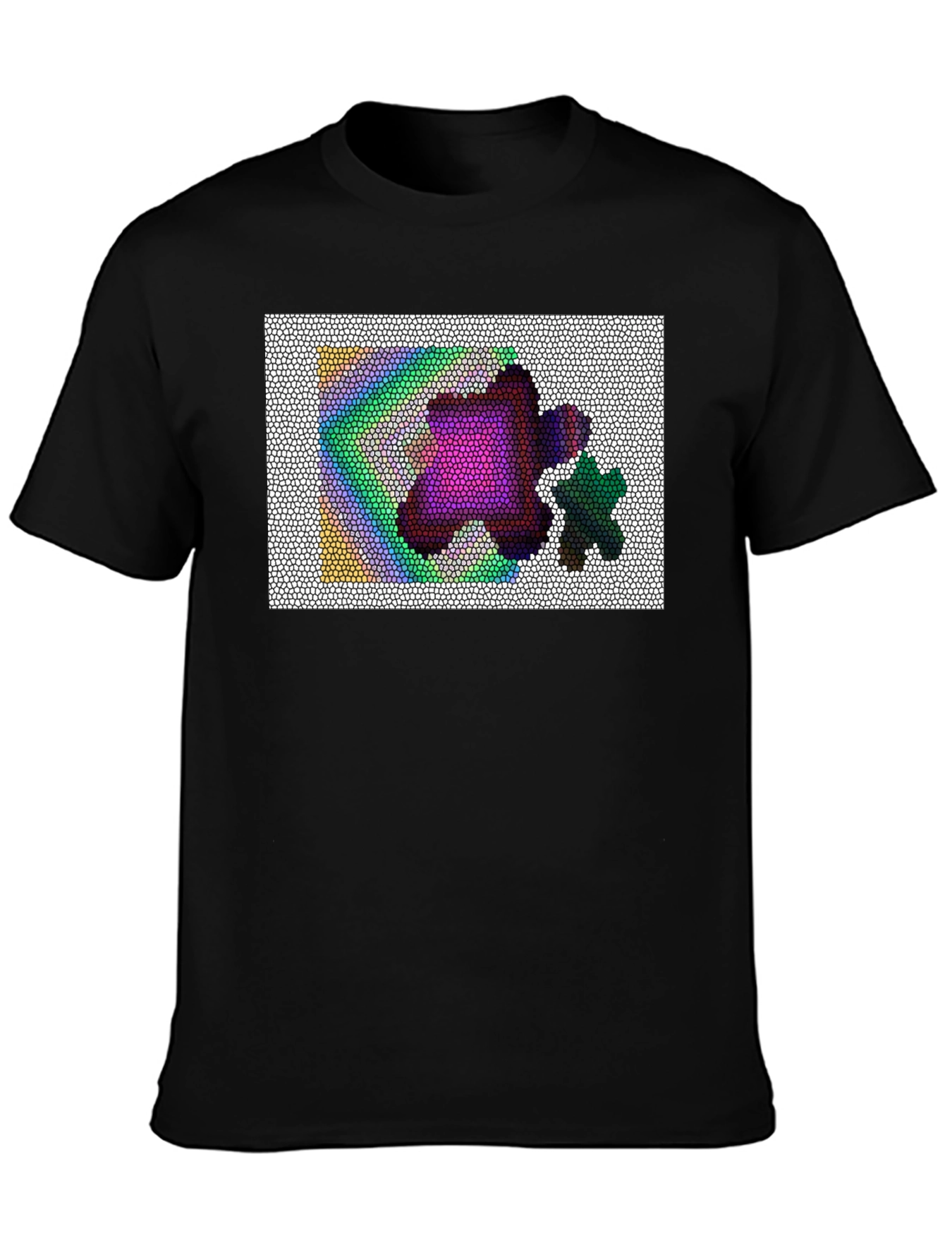 Abstract Mosaic Graphic Black Tee