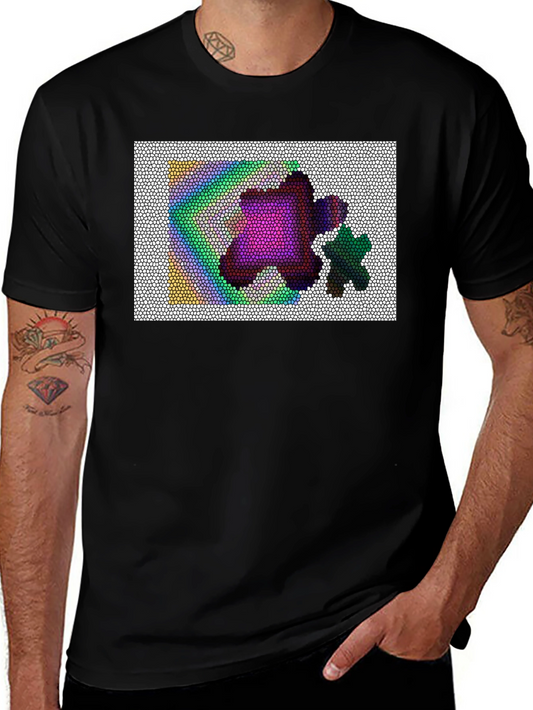 Abstract Mosaic Graphic Black Tee