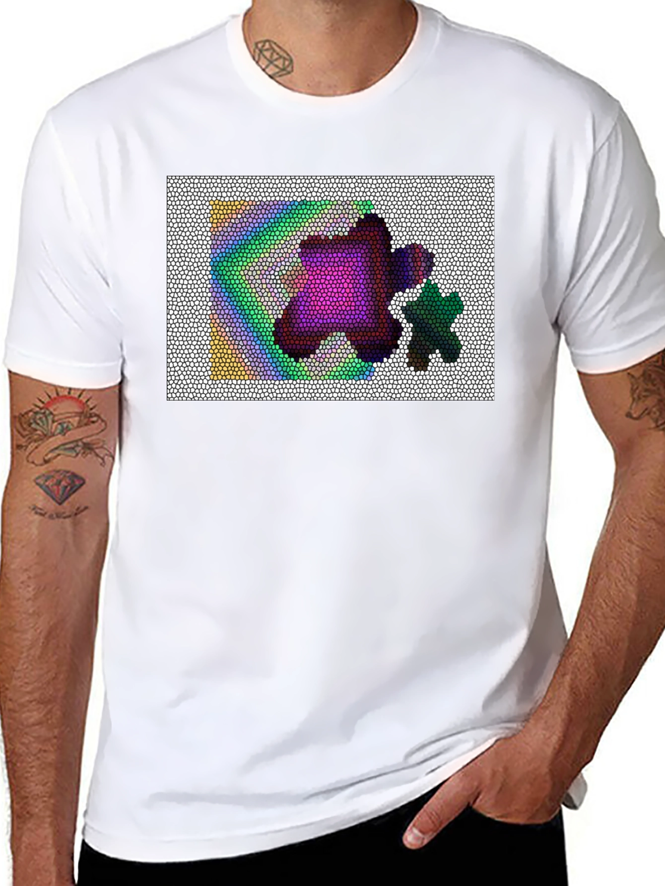 Abstract Mosaic Graphic Black Tee