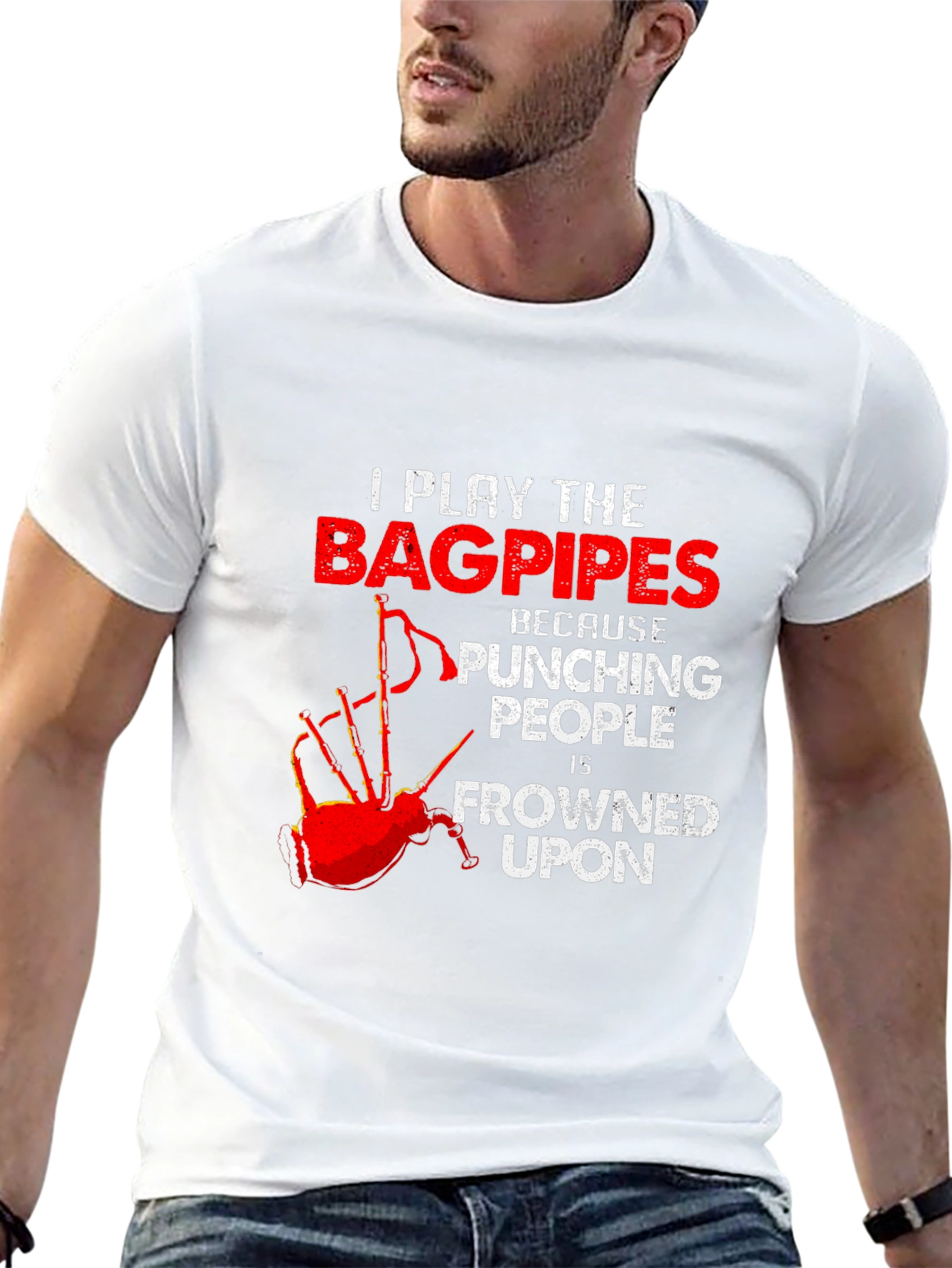 Bagpipes T-Shirt: Punching People Is Frowned Upon