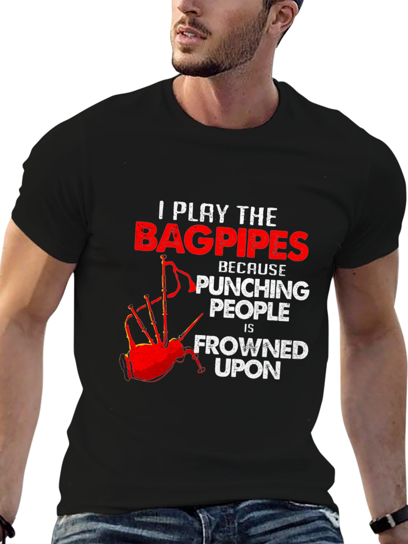 Bagpipes T-Shirt: Punching People Is Frowned Upon