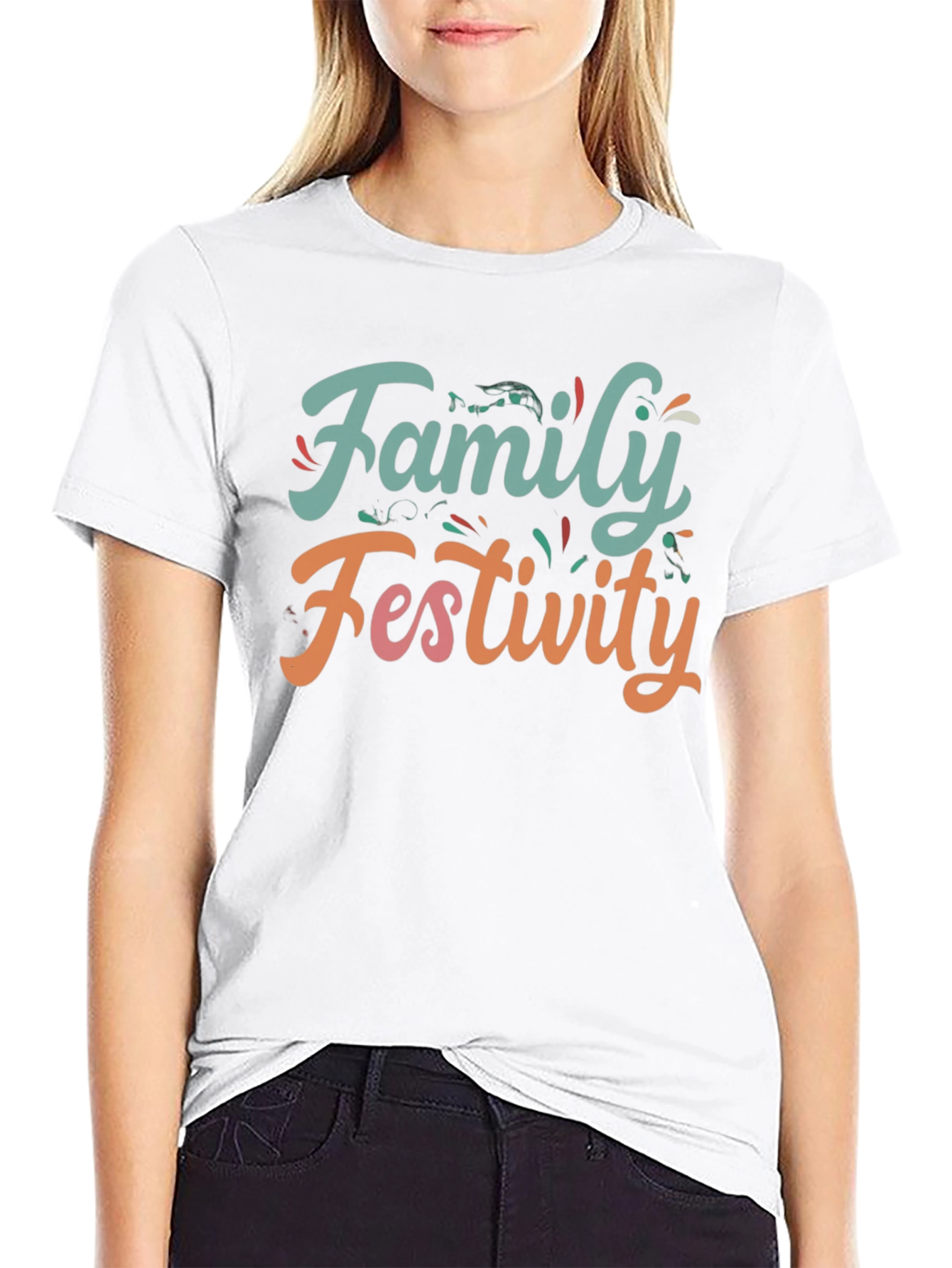 Family Festivity Black Graphic Tee