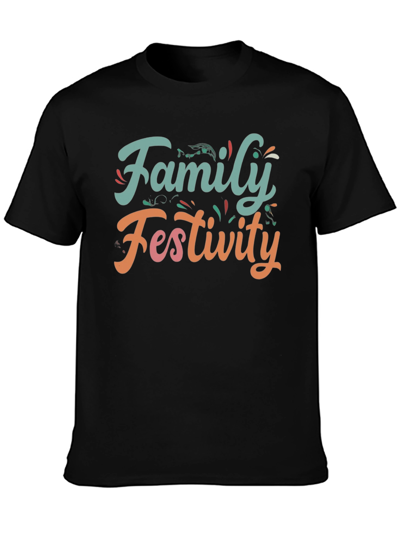 Family Festivity Black Graphic Tee