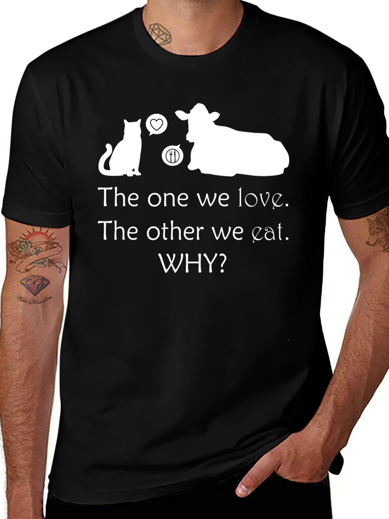 Vegan T-Shirt: Love Cats Not Cows