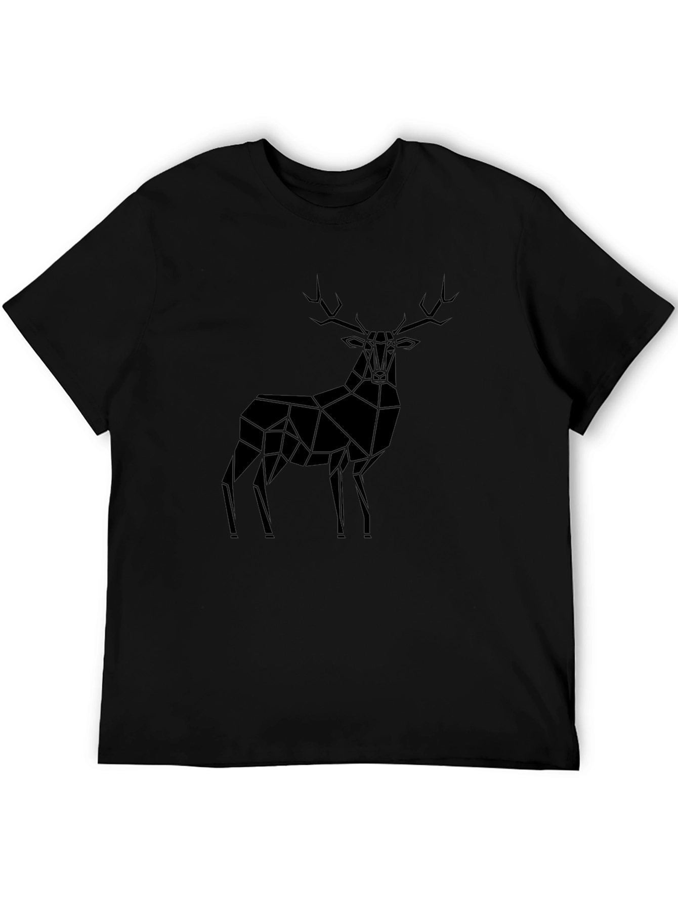 Geometric Deer Black T-Shirt
