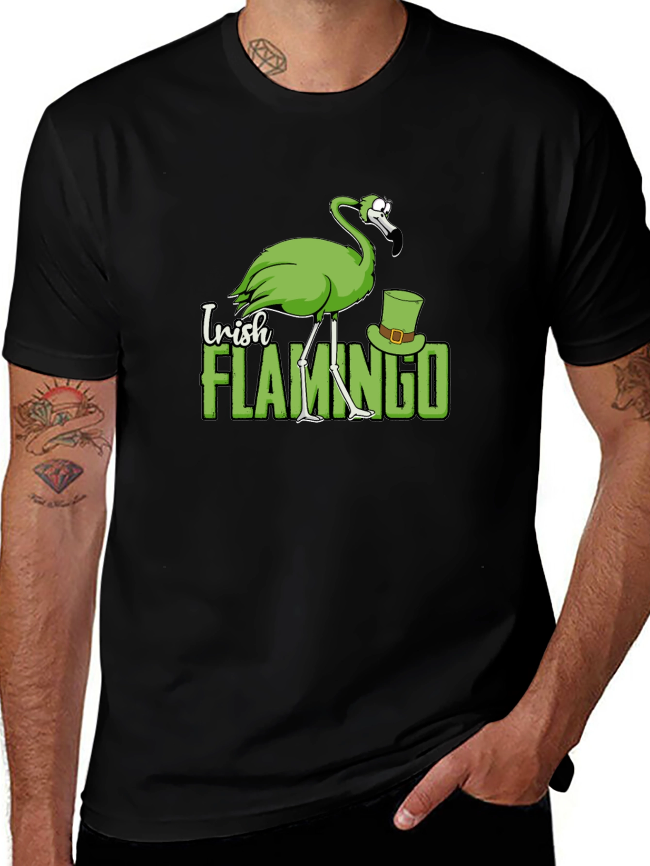 Irish Flamingo Graphic T-Shirt - St. Patricks Day