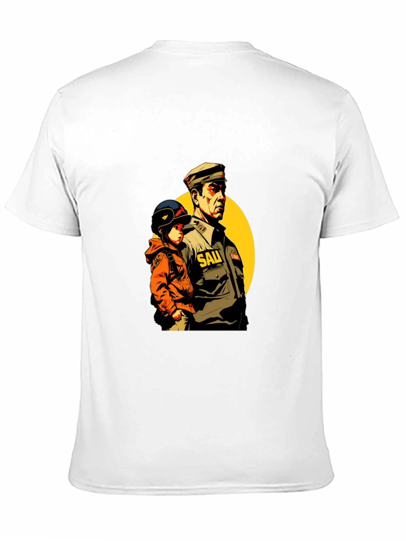 Graphic Print T-Shirt: Man & Child Design