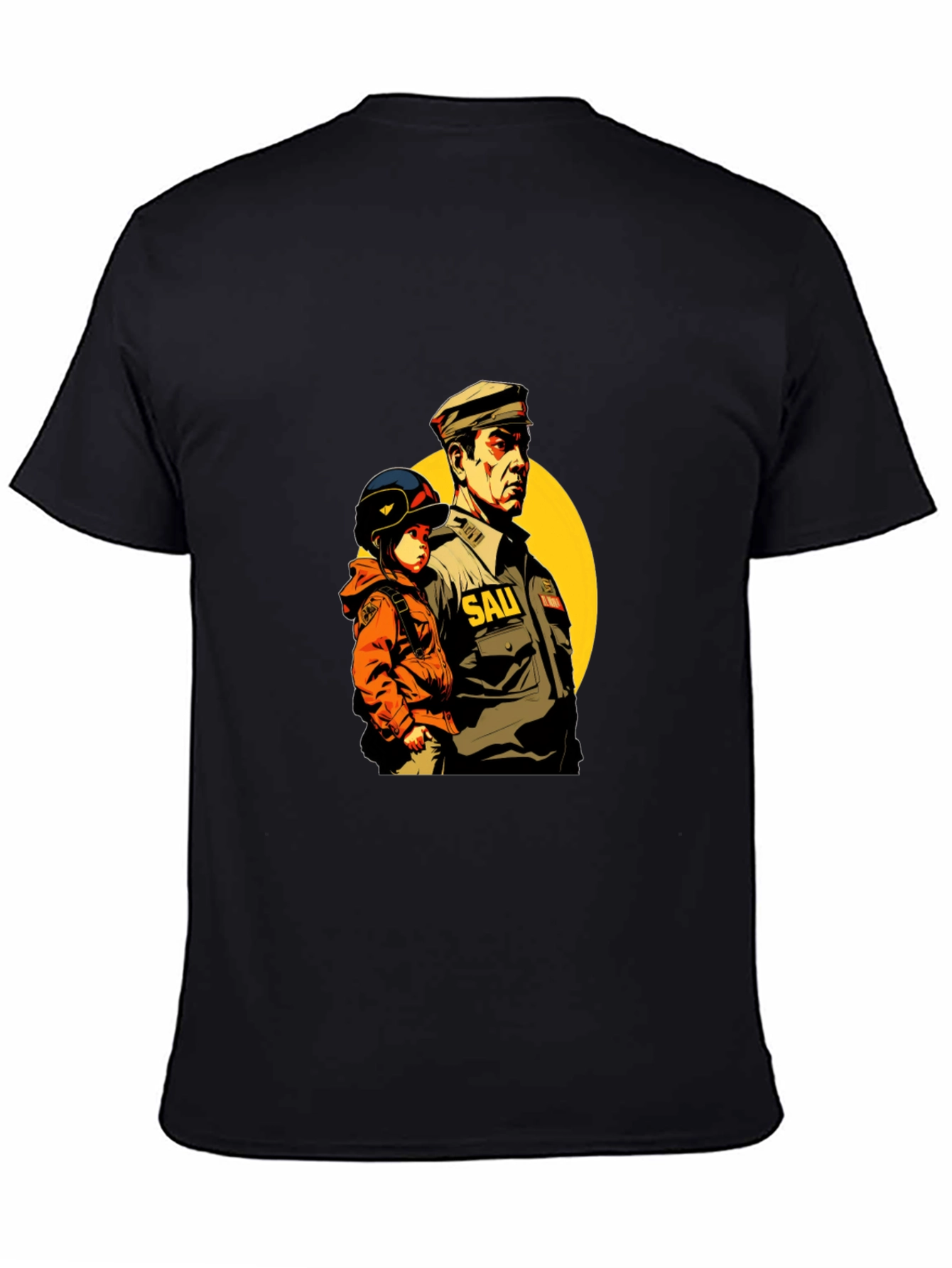 Graphic Print T-Shirt: Man & Child Design