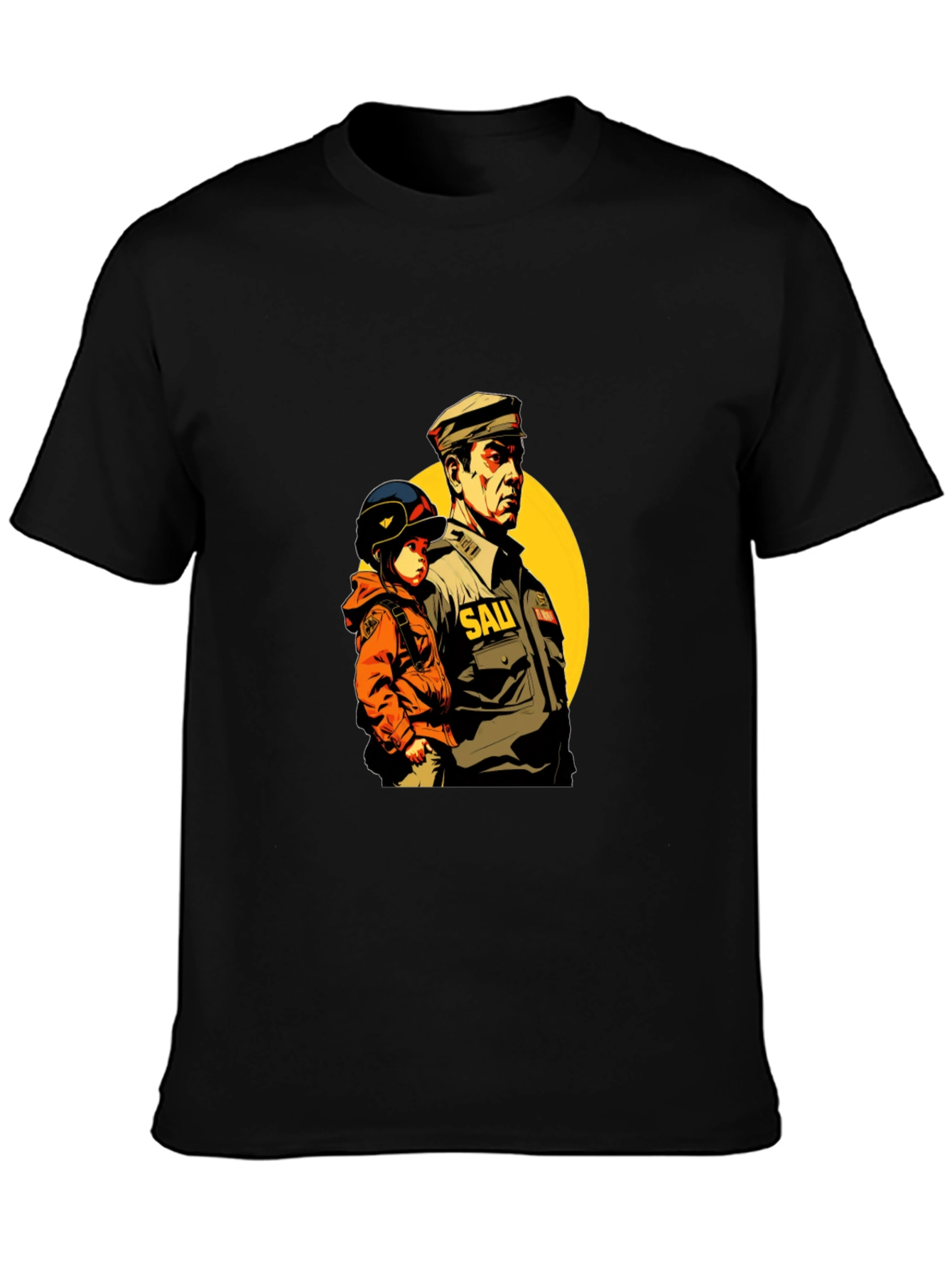 Graphic Print T-Shirt: Man & Child Design