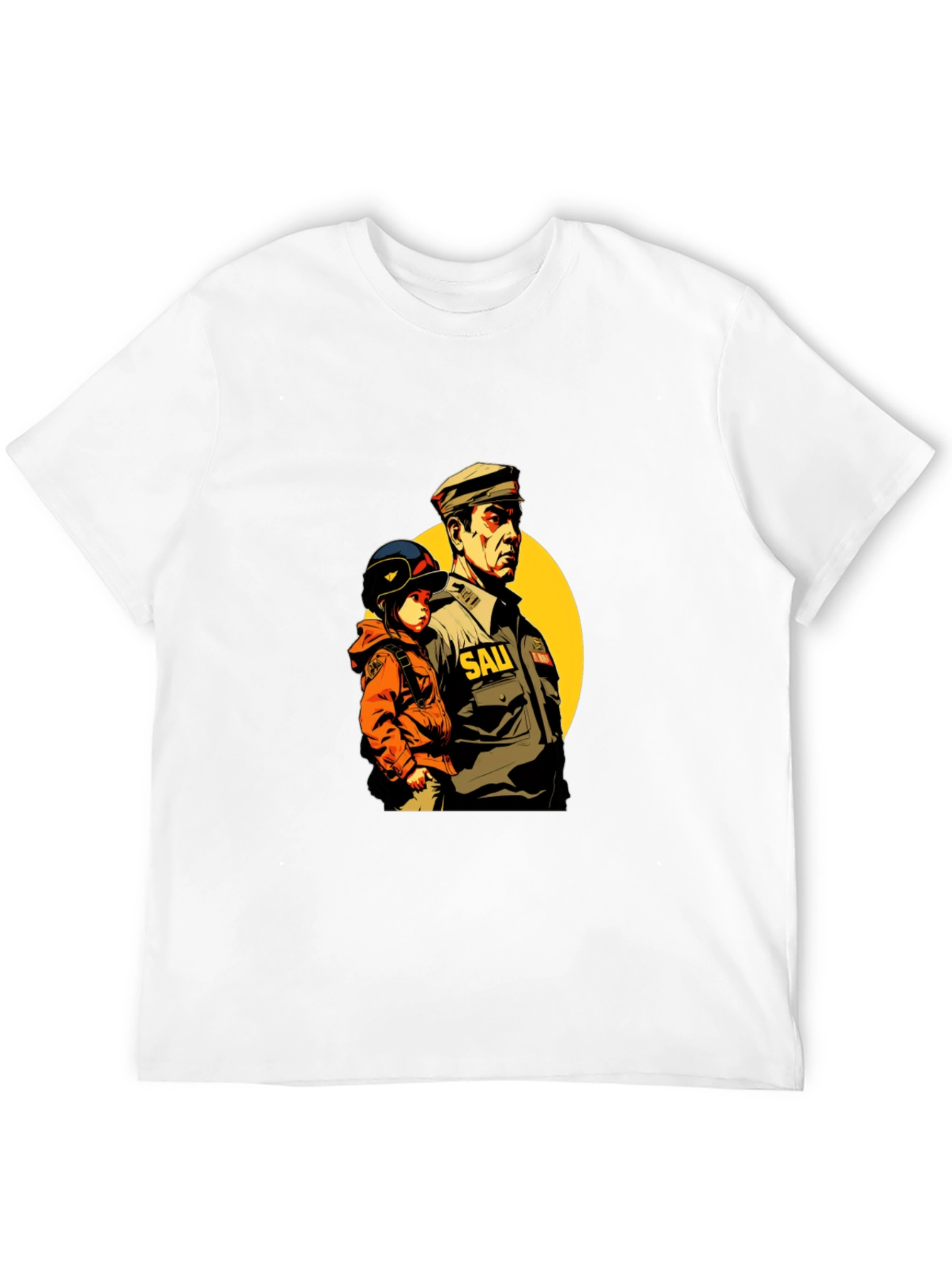 Graphic Print T-Shirt: Man & Child Design