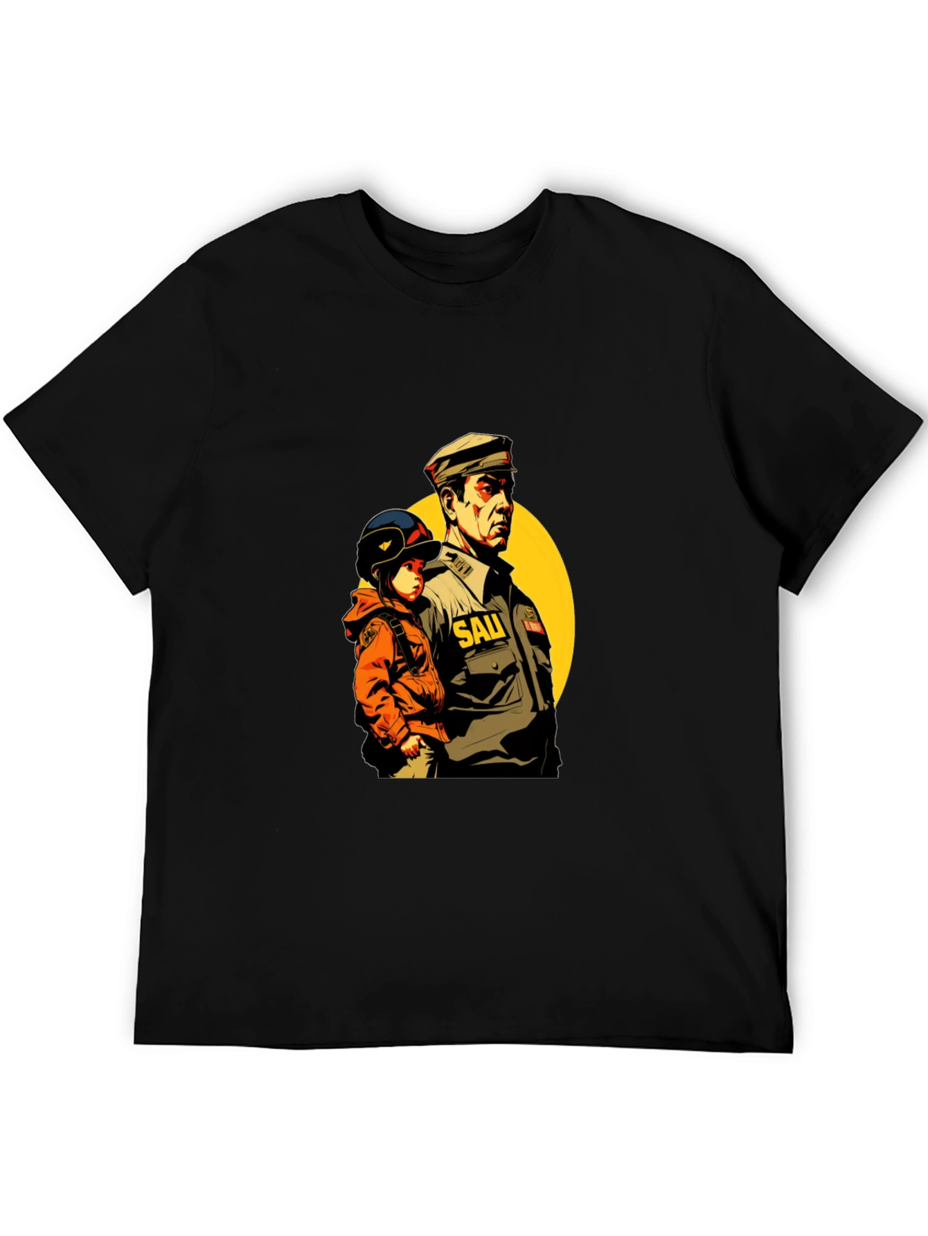 Graphic Print T-Shirt: Man & Child Design