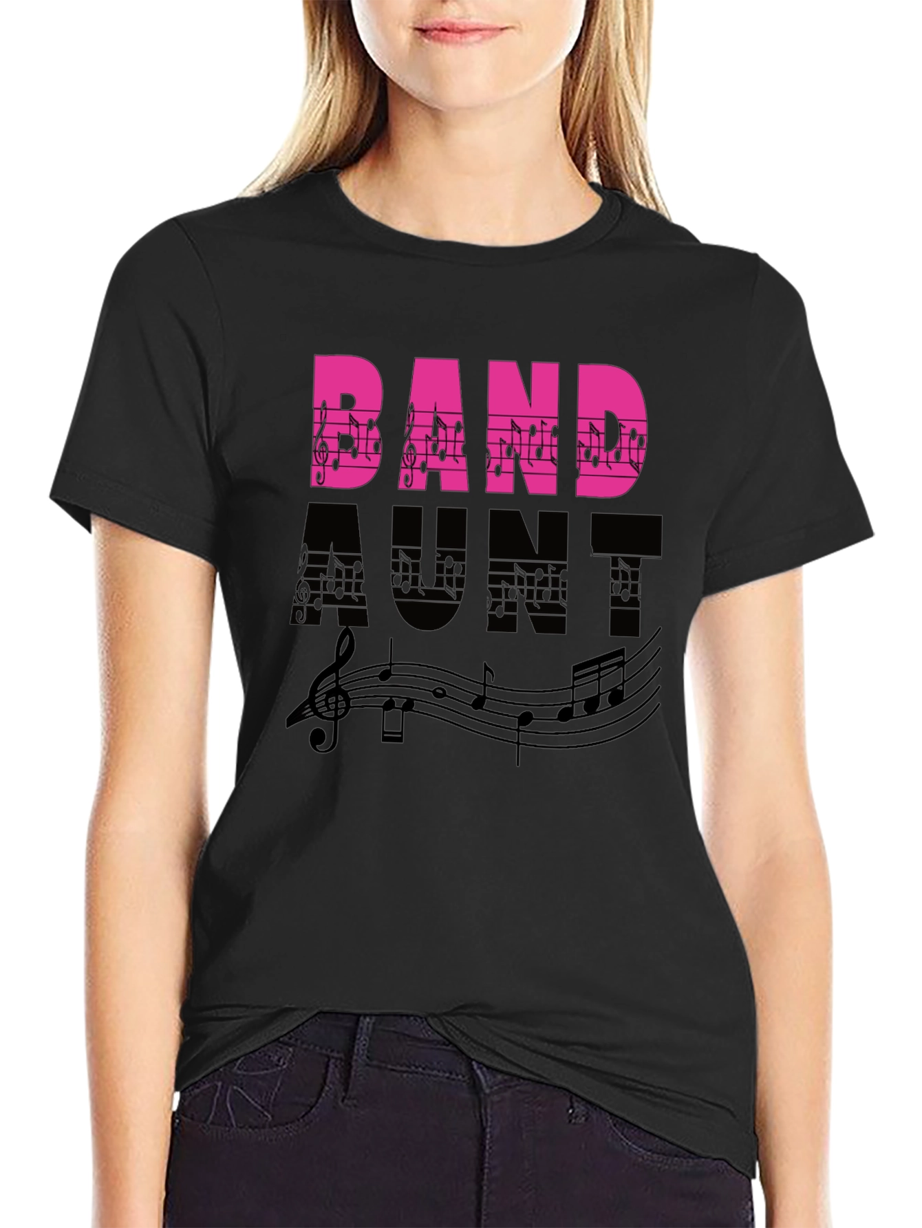 Band Aunt Music Notes Graphic T-Shirt