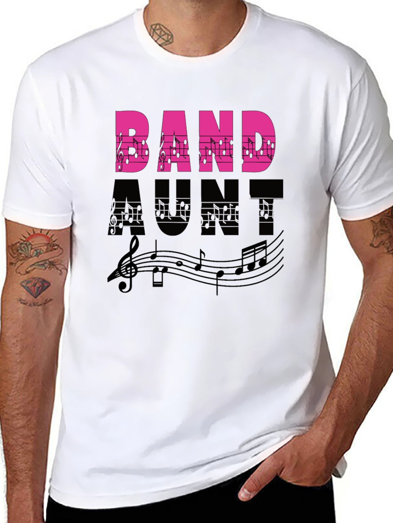 Band Aunt Music Notes Graphic T-Shirt
