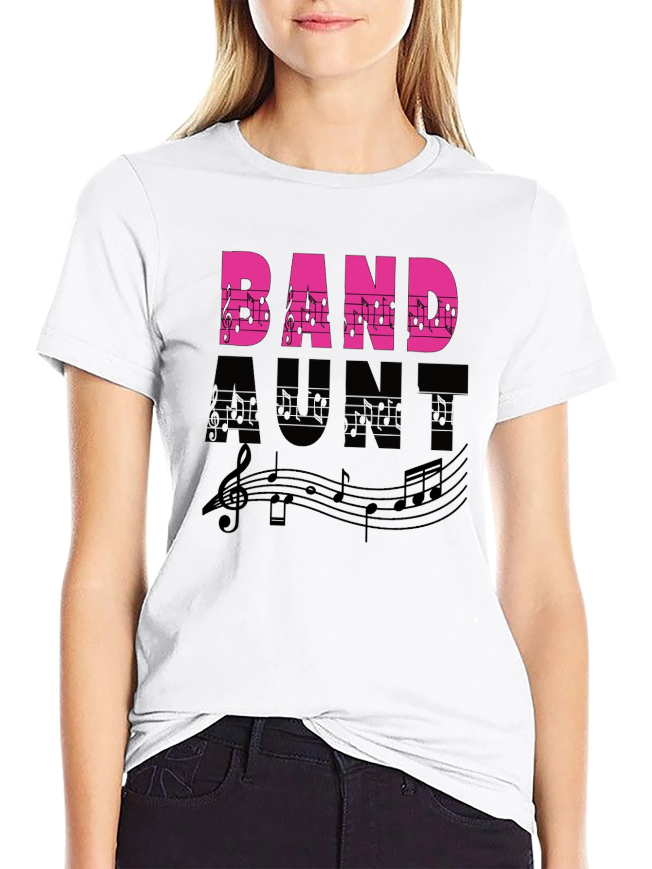 Band Aunt Music Notes Graphic T-Shirt