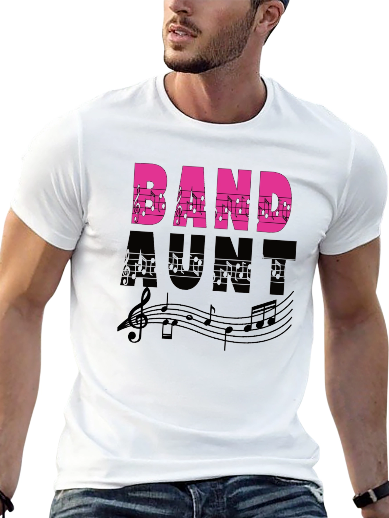 Band Aunt Music Notes Graphic T-Shirt