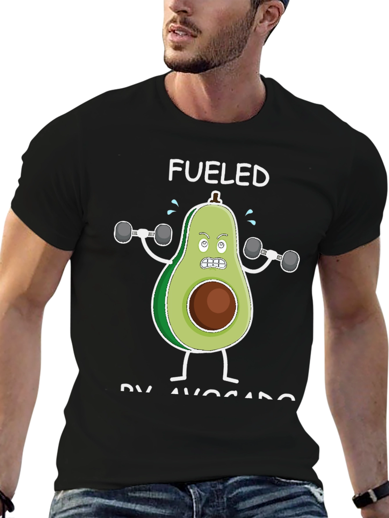 Fueled By Avocado T-Shirt Funny Gym Workout Tee
