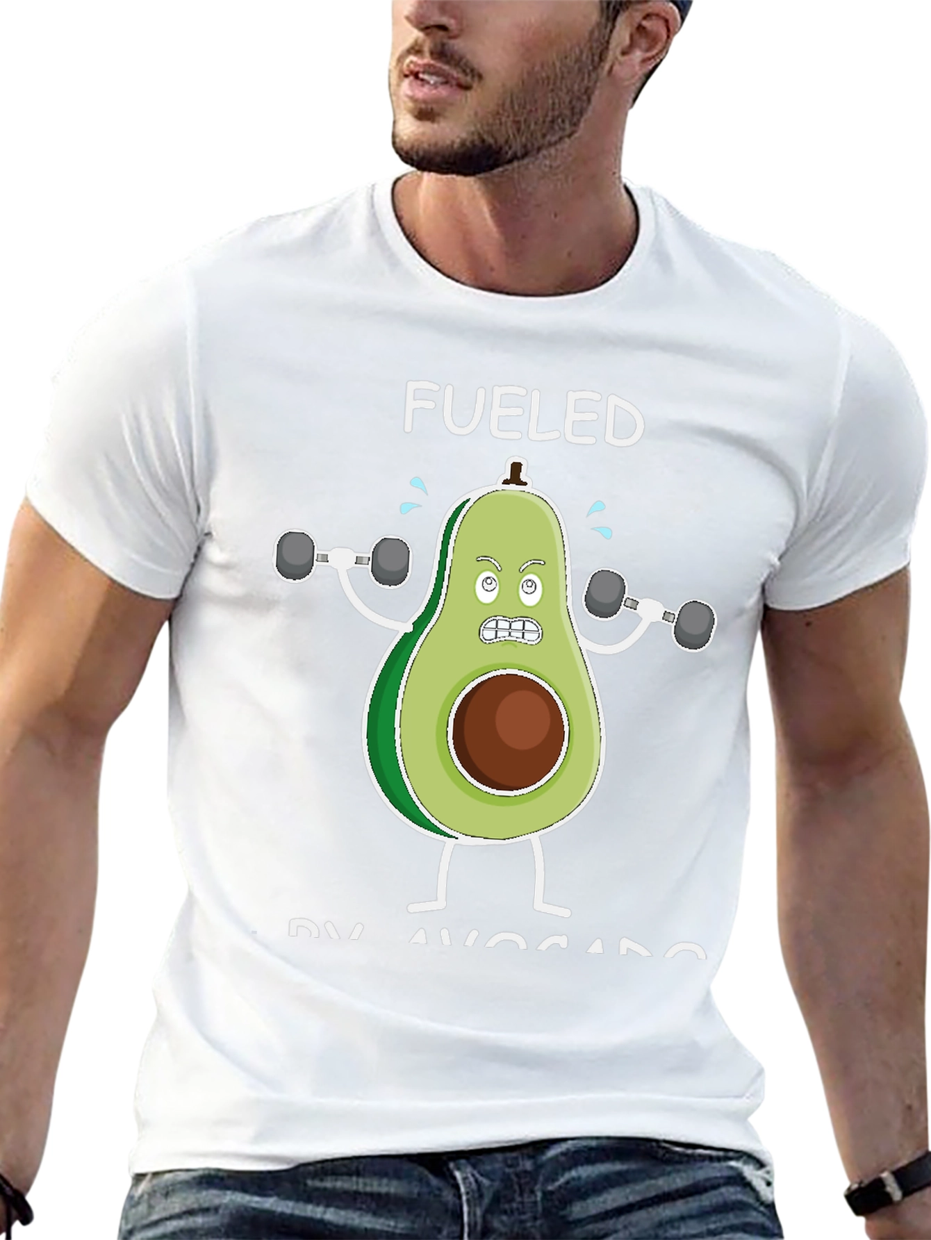 Fueled By Avocado T-Shirt Funny Gym Workout Tee