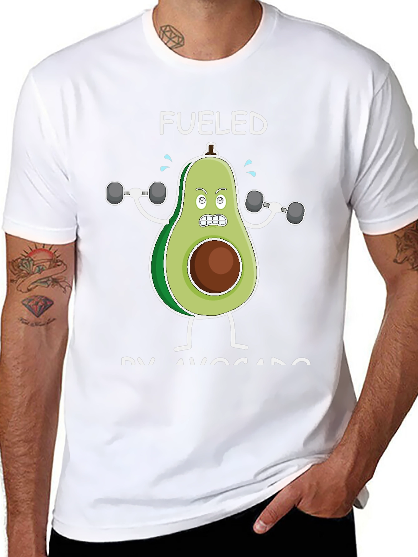 Fueled By Avocado T-Shirt Funny Gym Workout Tee