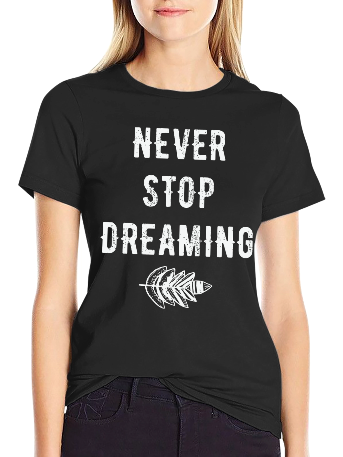 Never Stop Dreaming Black Graphic Tee