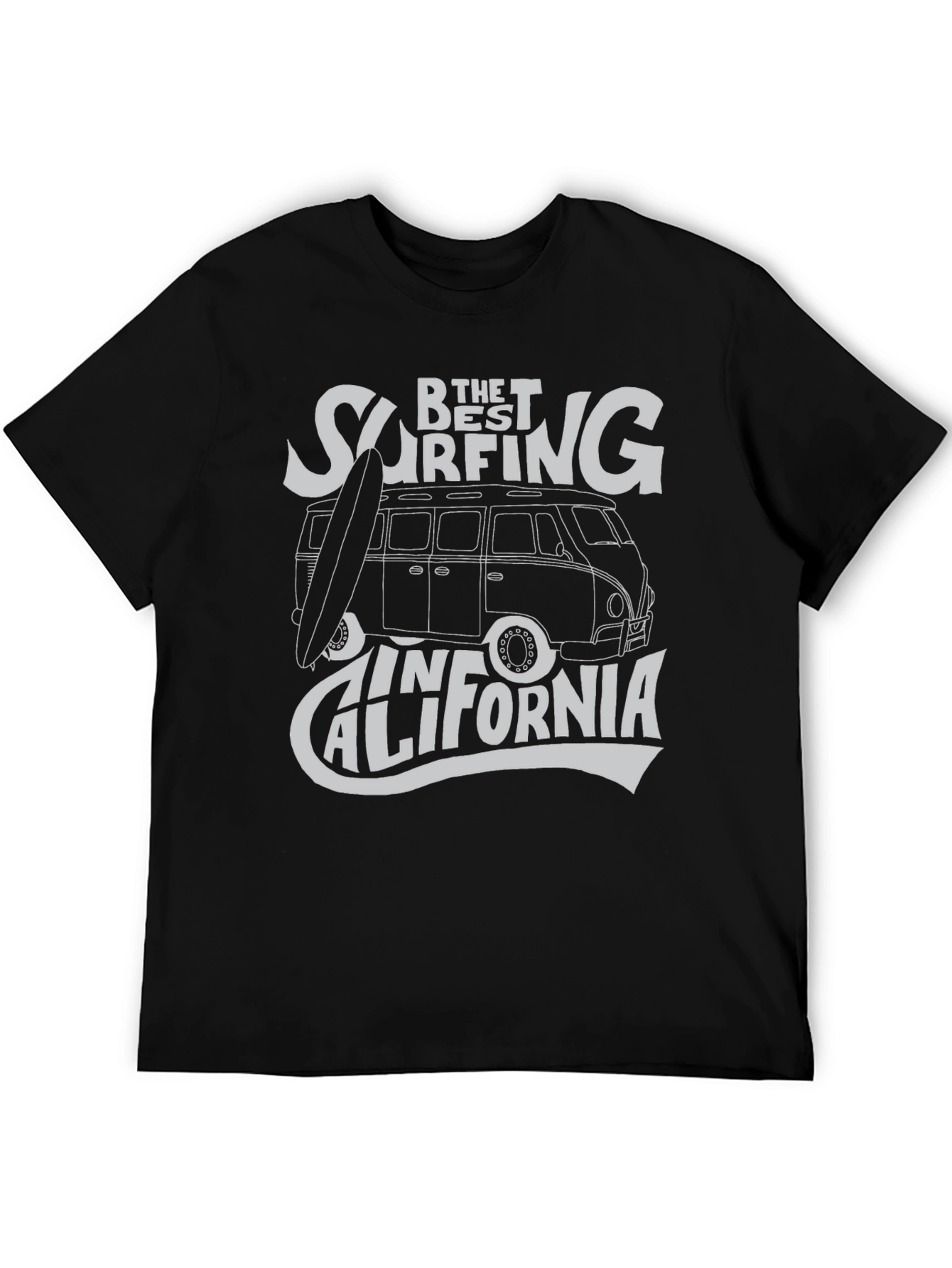 Surfing California Graphic Tee - Black Cotton T-Shirt