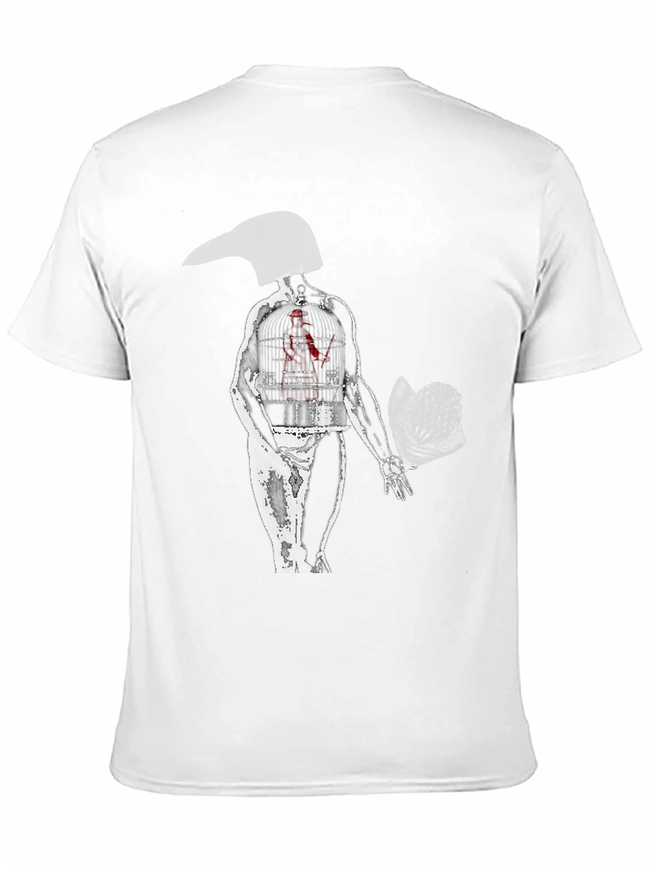 Surreal Bird Head Graphic Tee - Edgy Art Shirt