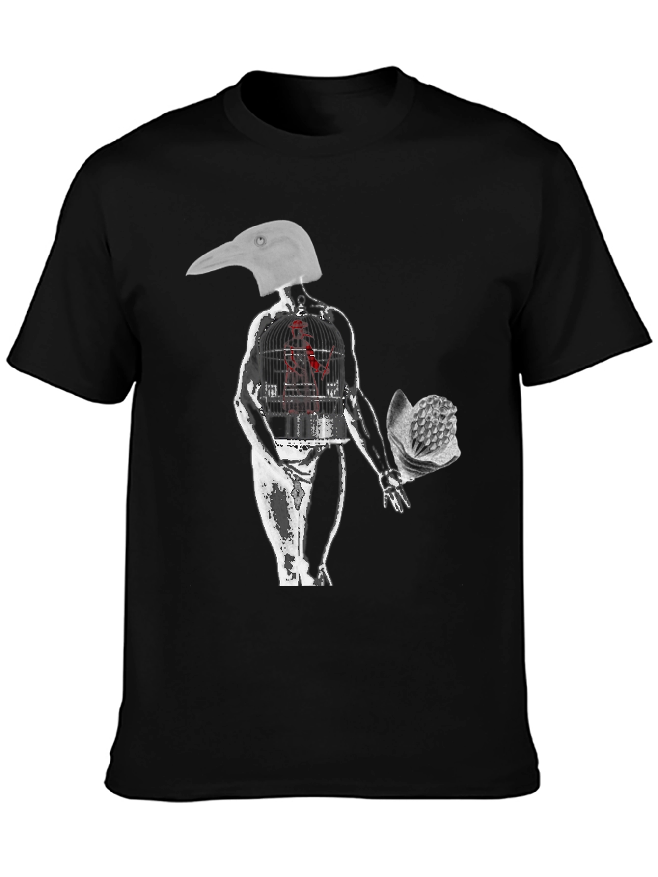 Surreal Bird Head Graphic Tee - Edgy Art Shirt