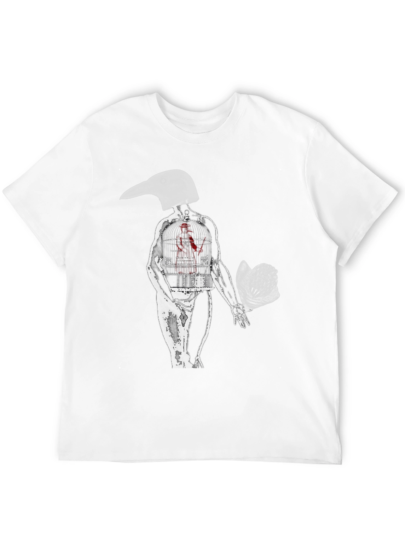 Surreal Bird Head Graphic Tee - Edgy Art Shirt