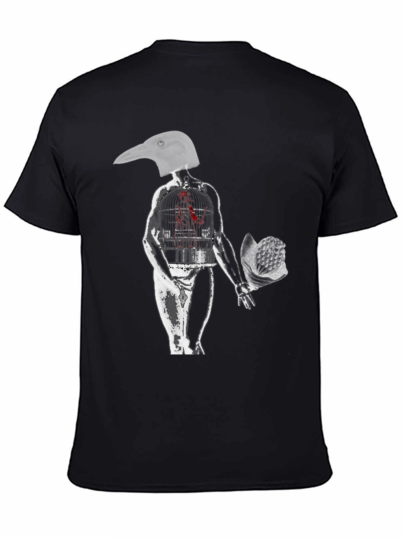 Surreal Bird Head Graphic Tee - Edgy Art Shirt