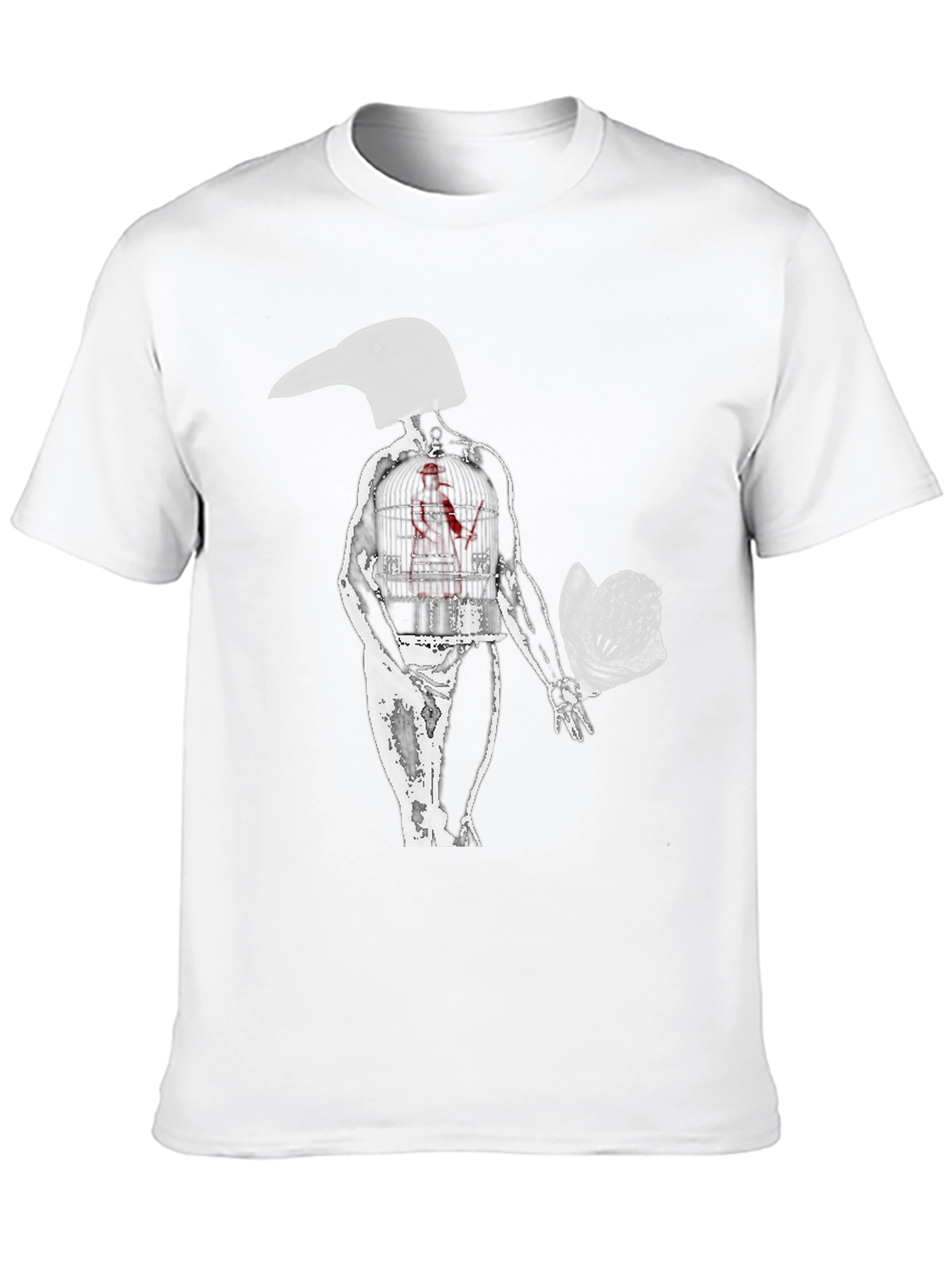 Surreal Bird Head Graphic Tee - Edgy Art Shirt