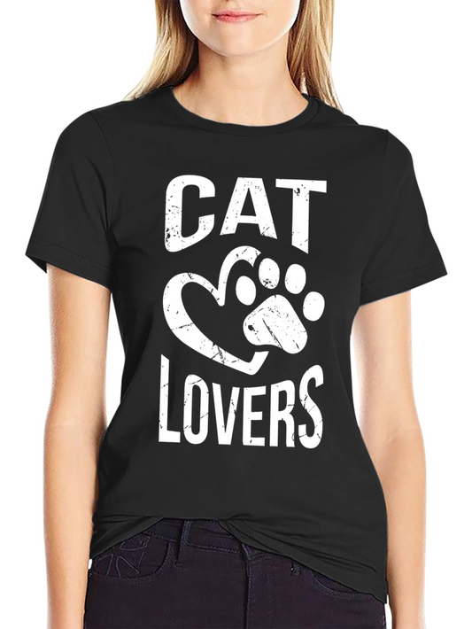 Cat Lovers T-Shirt - Paw Heart Design
