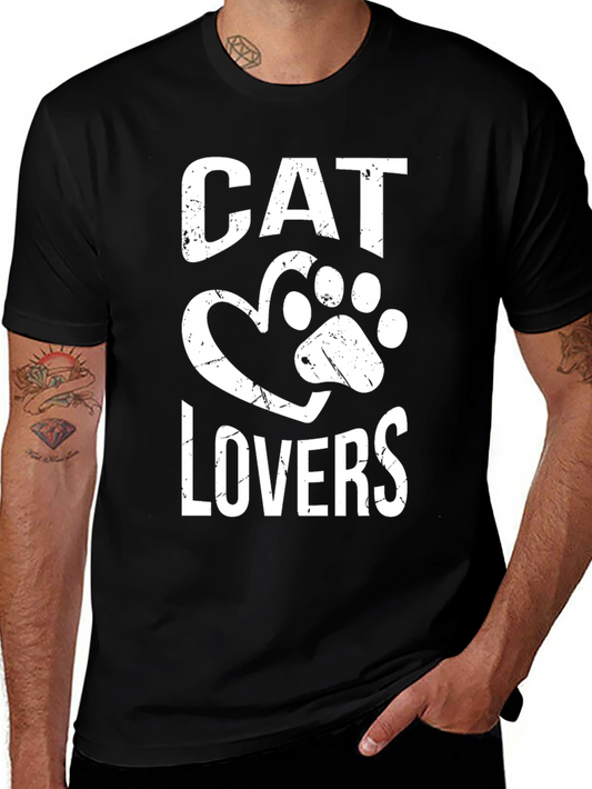 Cat Lovers T-Shirt - Paw Heart Design