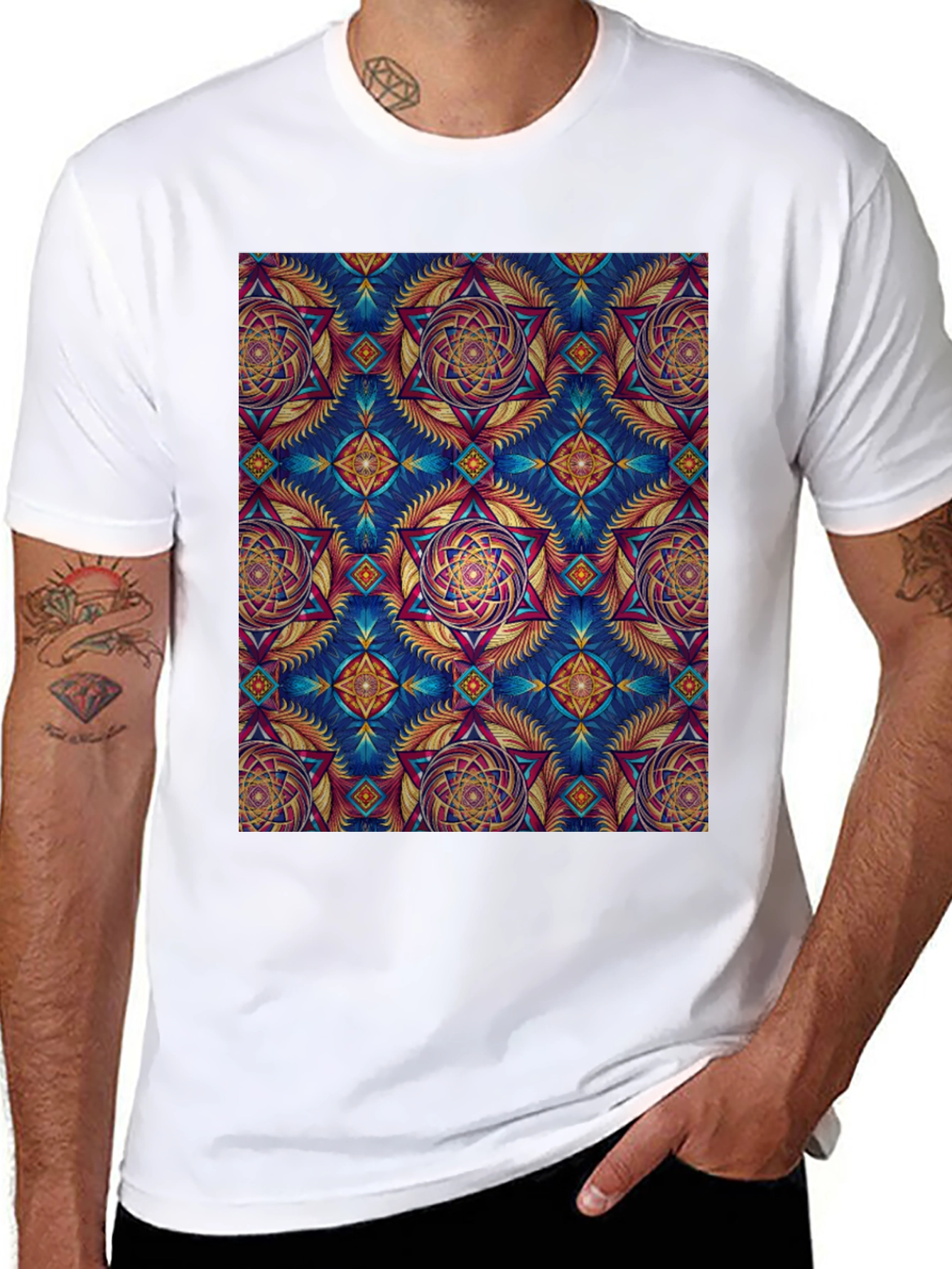 Kaleidoscope Pattern Graphic Tee - Unique Design