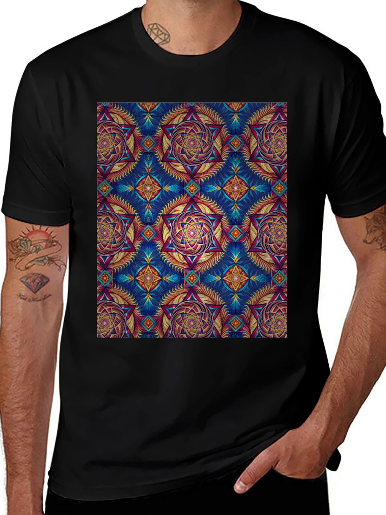Kaleidoscope Pattern Graphic Tee - Unique Design